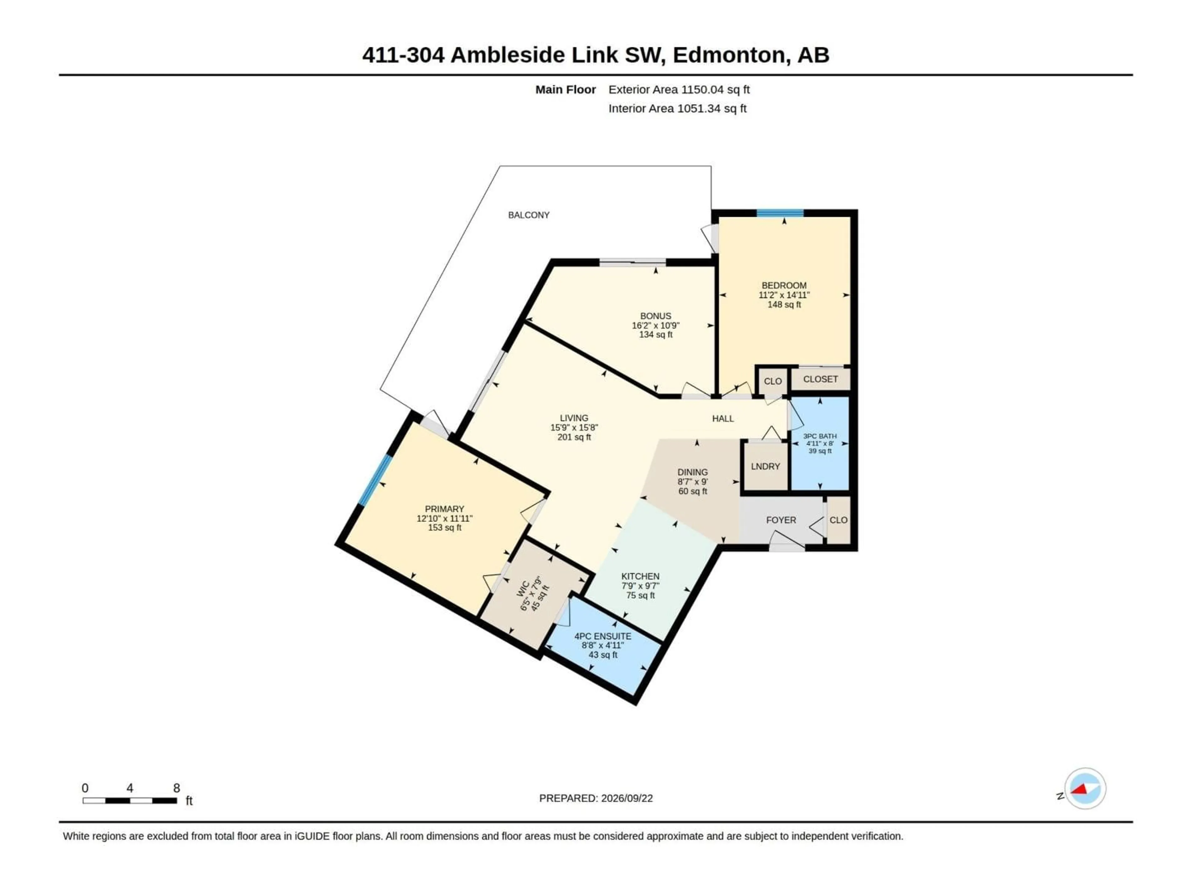 Floor plan for #411 - 304 AMBLESIDE LINK, Edmonton Alberta T6W0V2