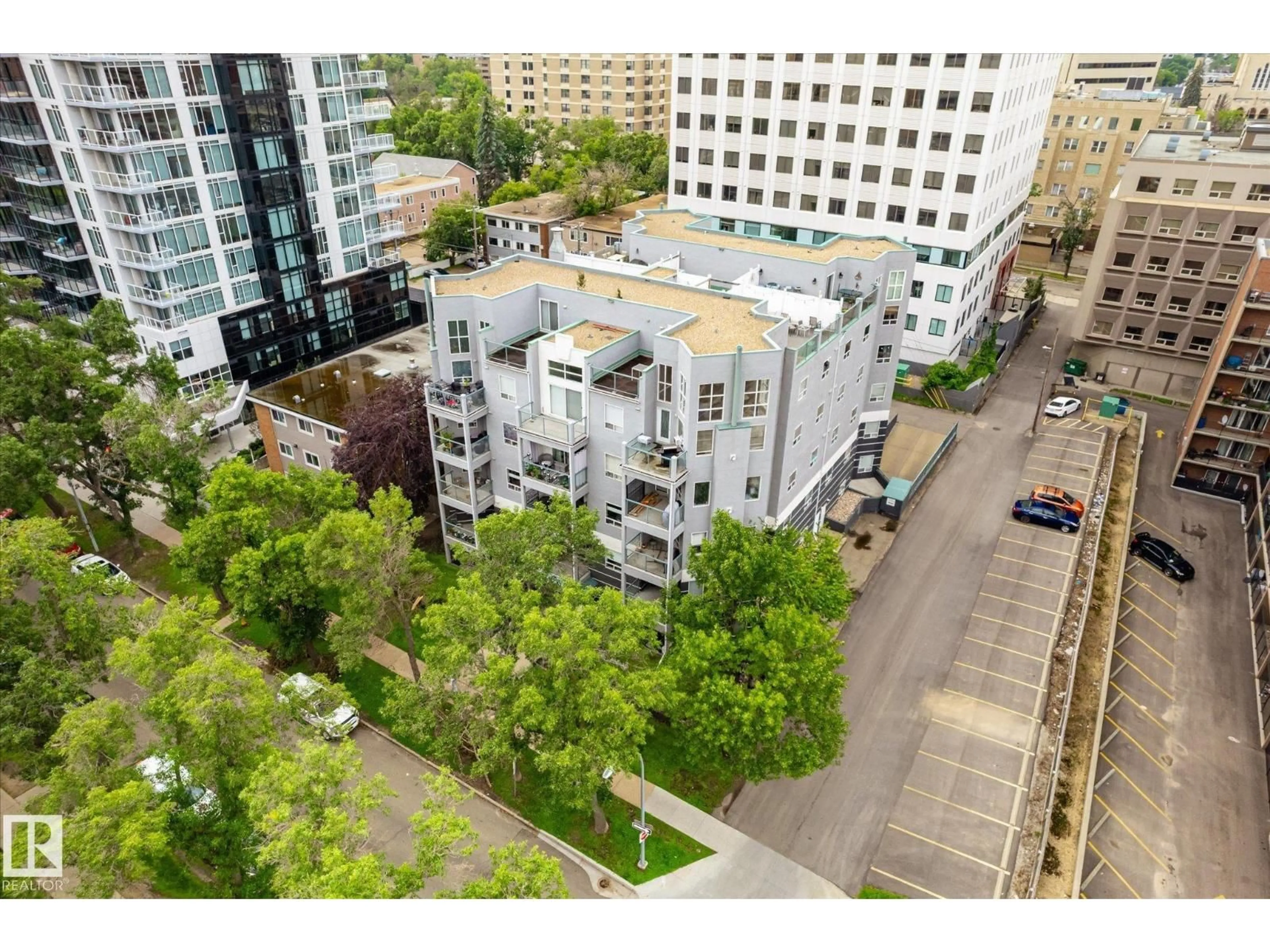 A pic from outside/outdoor area/front of a property/back of a property/a pic from drone, city buildings view from balcony for #403 - 10046 110 ST, Edmonton Alberta T5K2Y2