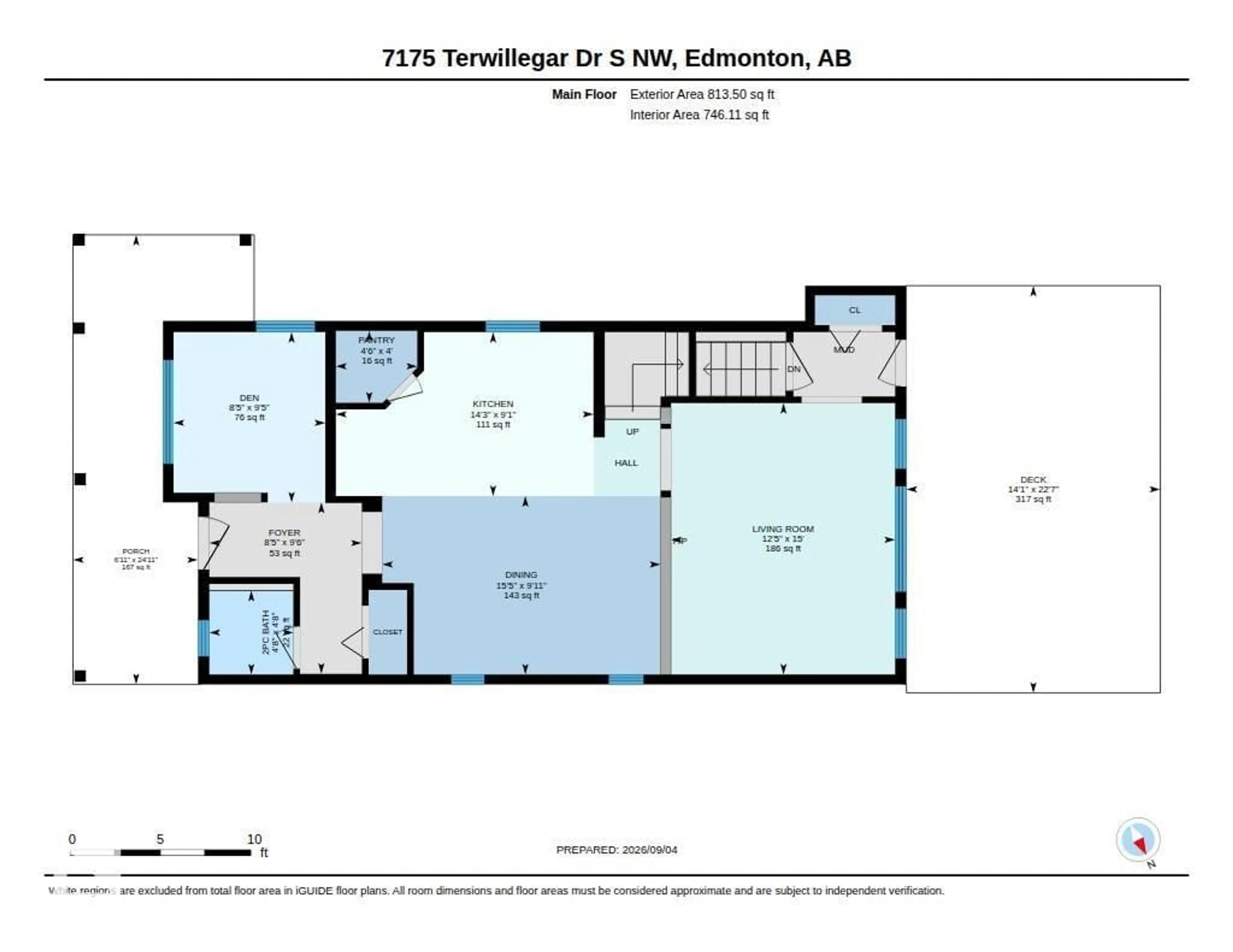 Floor plan for 7175 SOUTH TERWILLEGAR DR, Edmonton Alberta T6R0P3