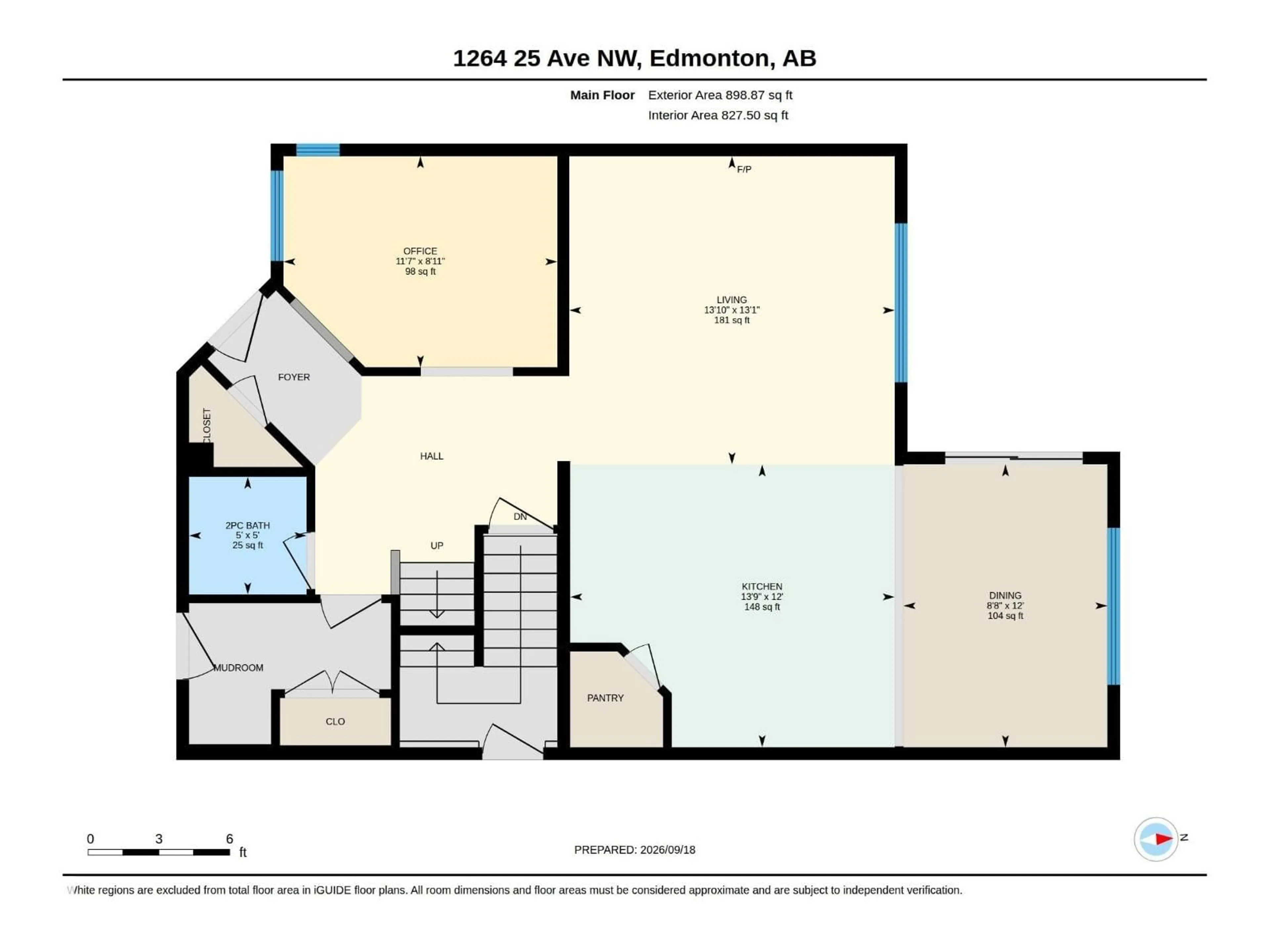 Floor plan for 1264 25 AV, Edmonton Alberta T6T2E5