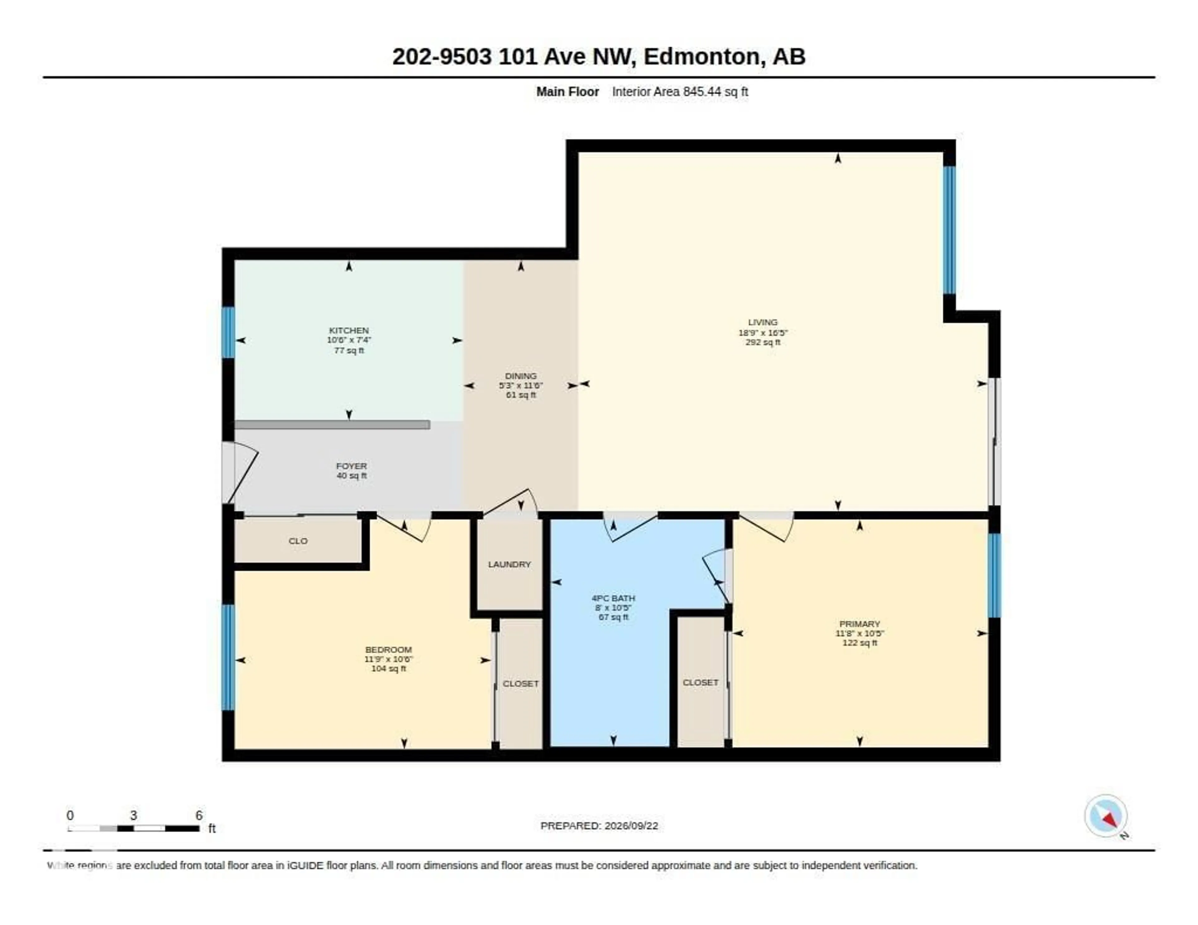 Floor plan for 202 - 9503 101 AV, Edmonton Alberta T5H4R1