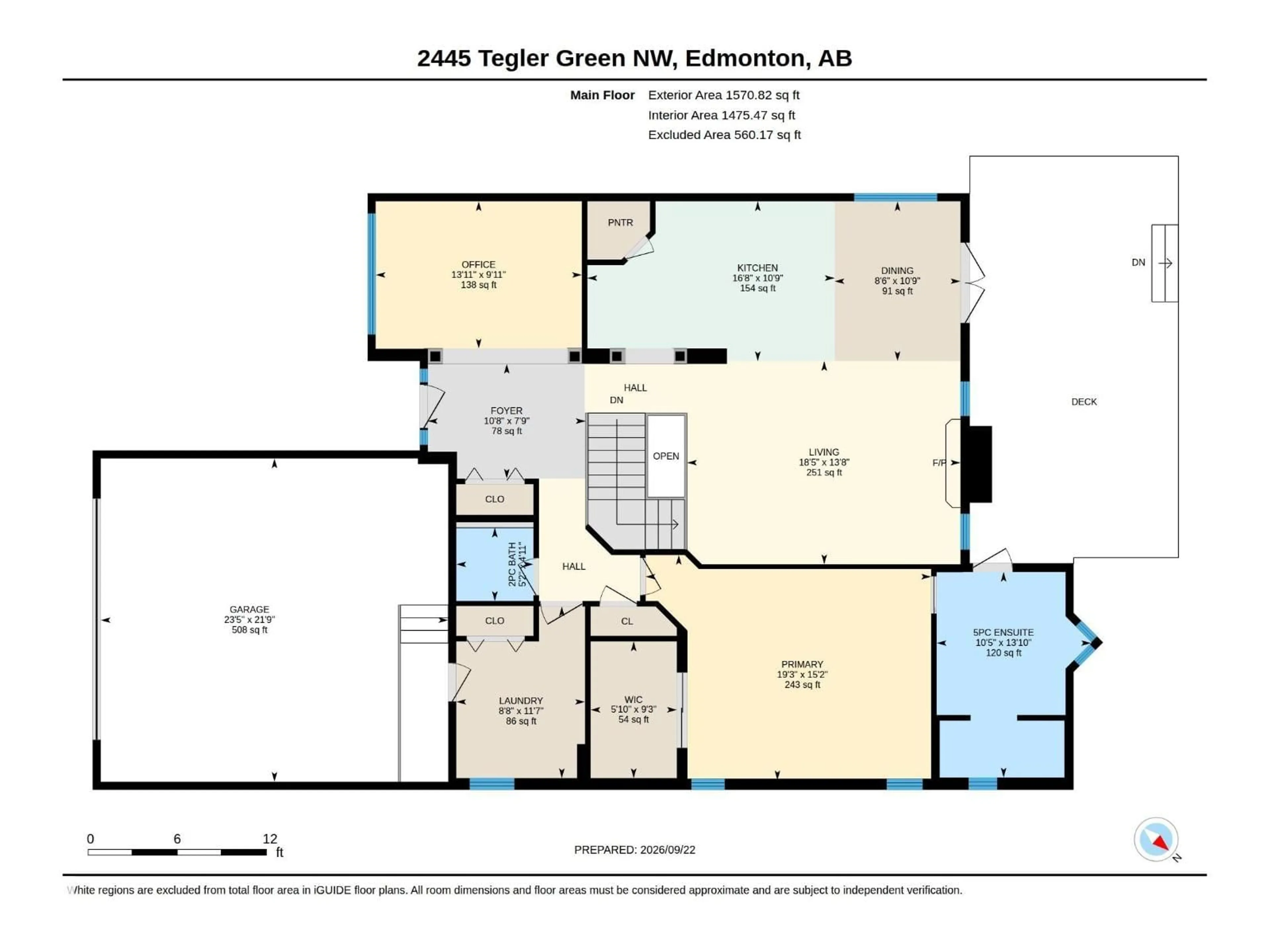 Floor plan for NW - 2445 TEGLER GR, Edmonton Alberta T6R3K3