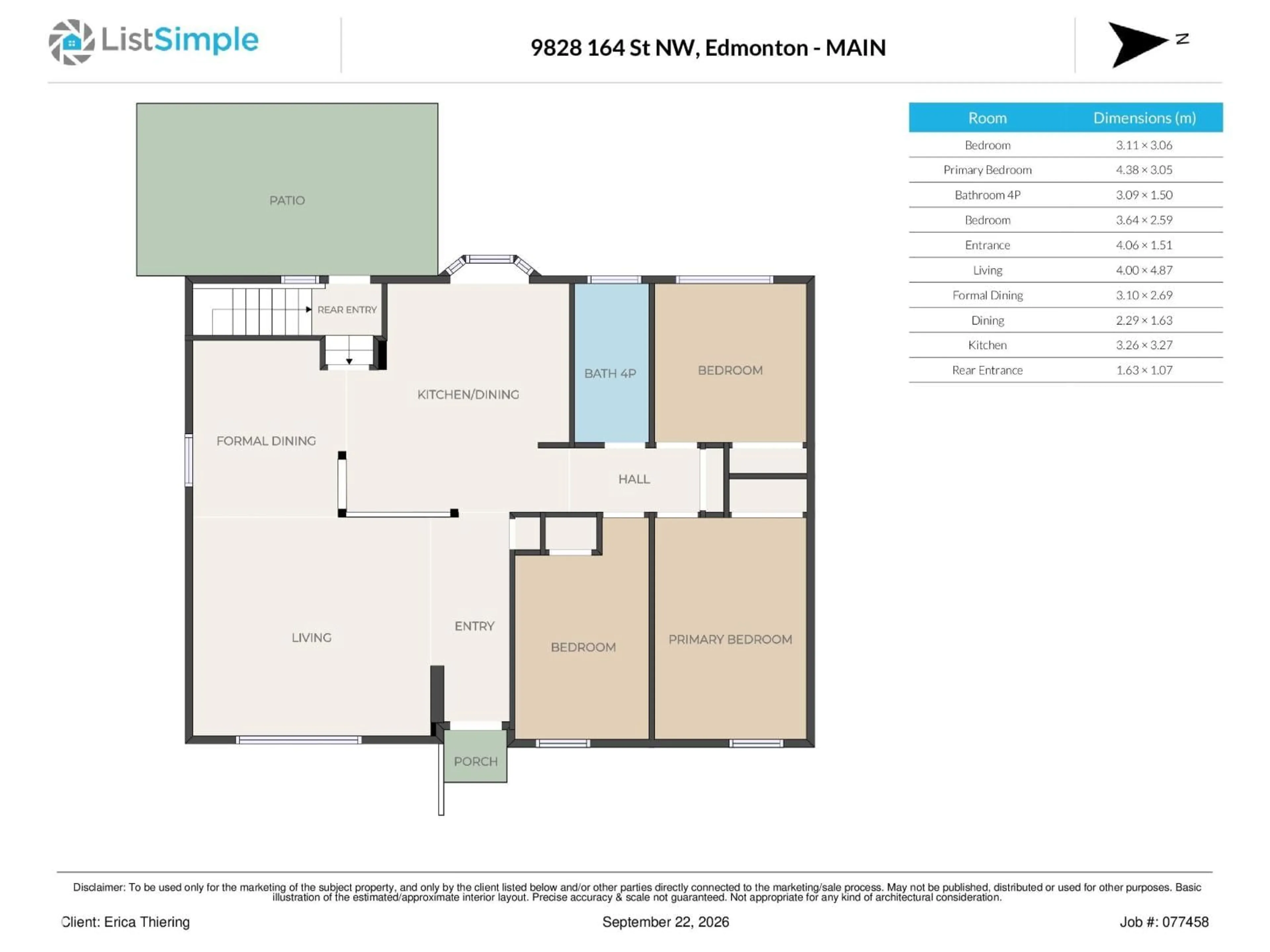Floor plan for NW - 9828 164 ST, Edmonton Alberta T5P3P9