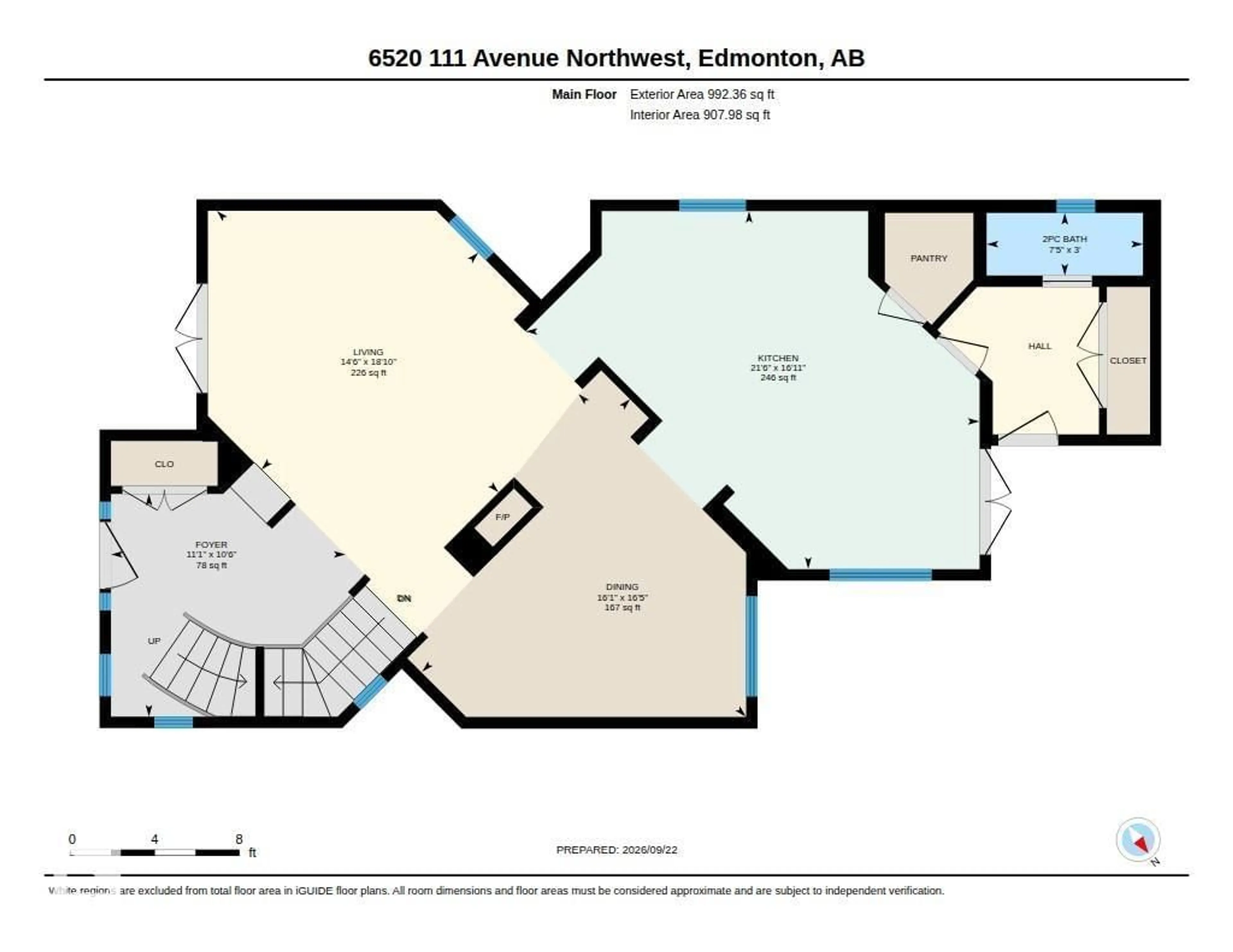 Floor plan for 6520 111 AV, Edmonton Alberta T5W0L8