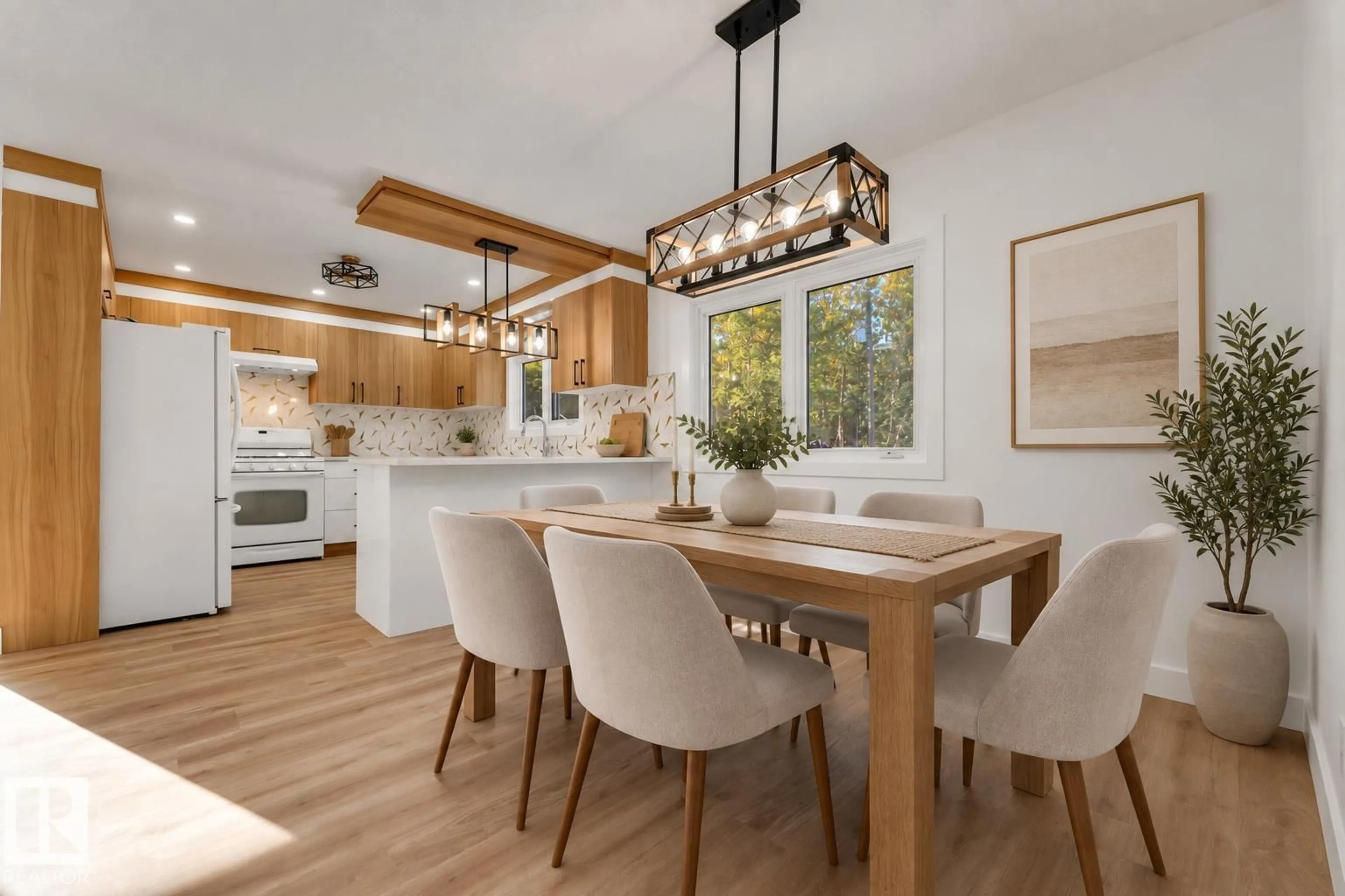 Open concept kitchen, wood/laminate floor for 52314 RGE ROAD 215, Rural Strathcona County Alberta T8E1B6