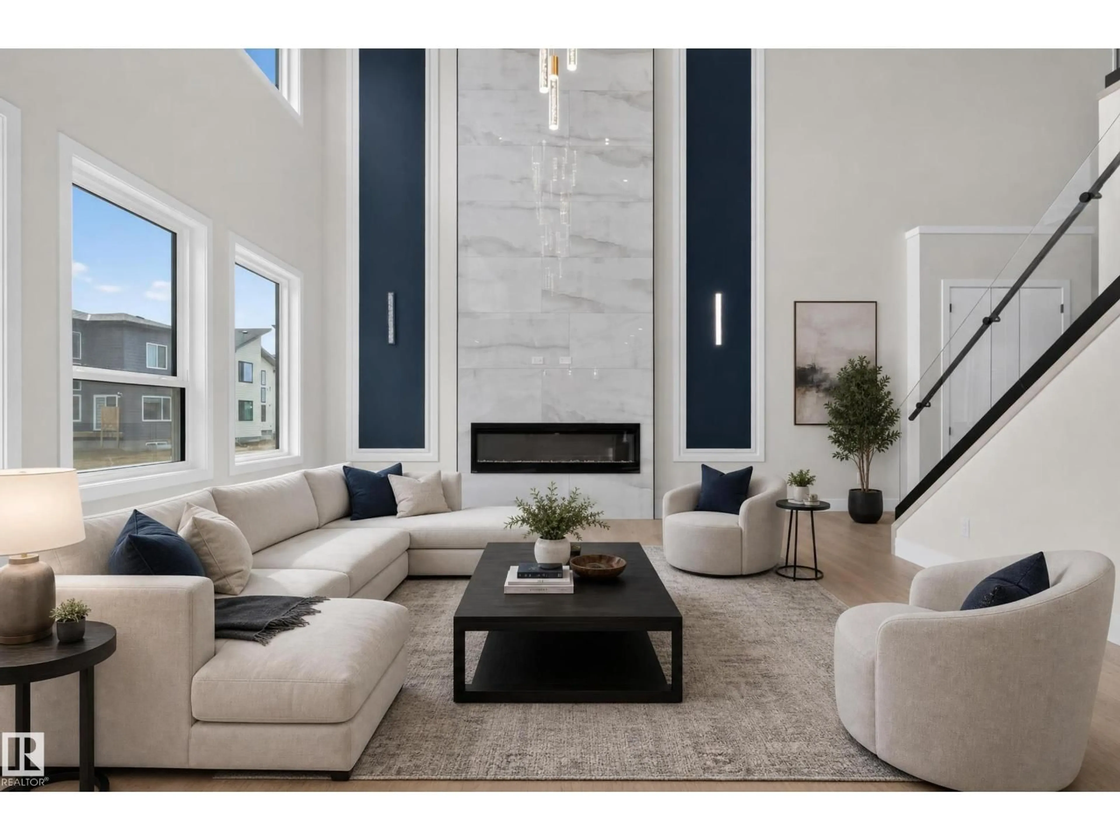 Living room with furniture, ceramic/tile floor for 7662 KIMIWAN CR, Edmonton Alberta T6W5W2