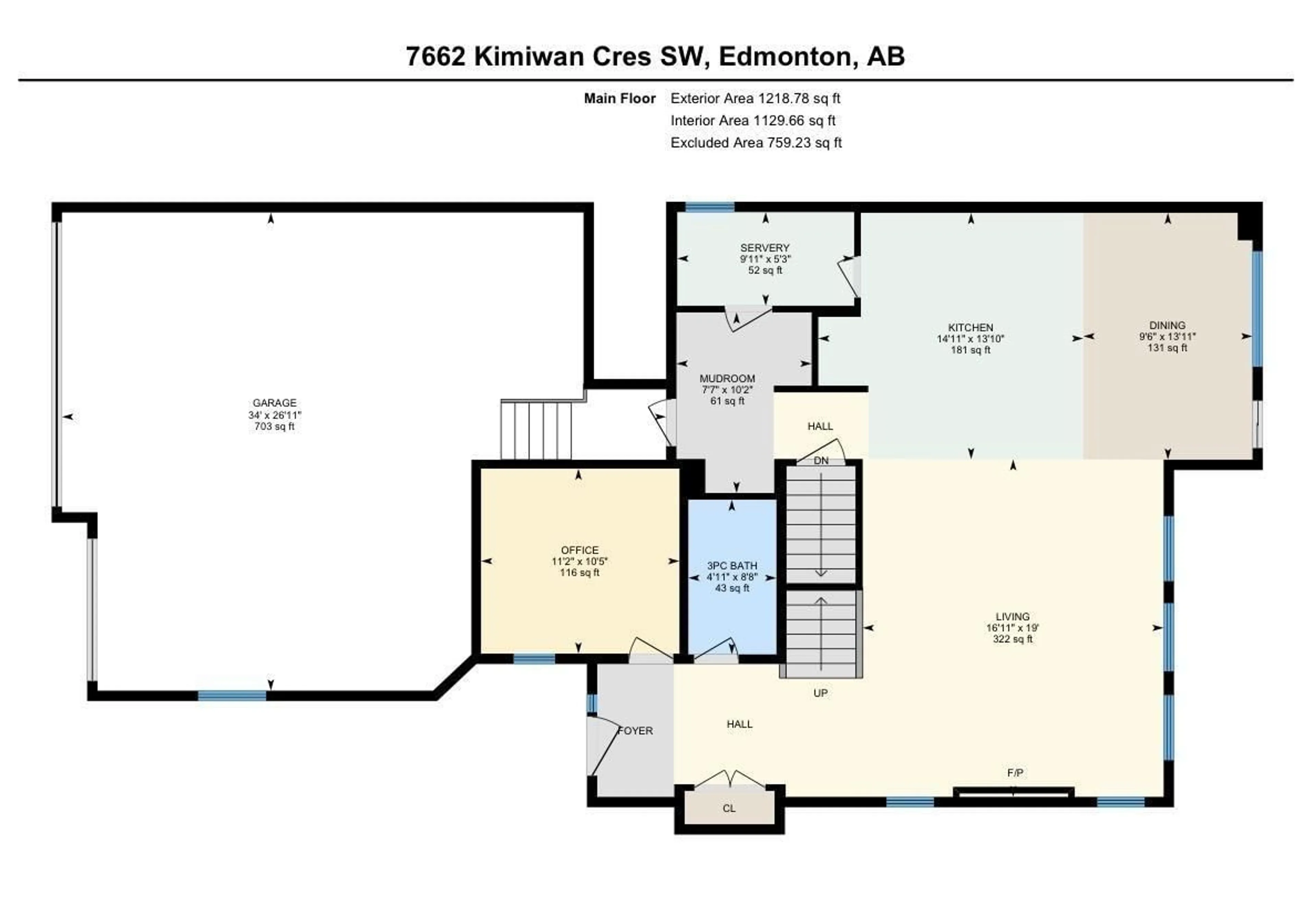 Floor plan for 7662 KIMIWAN CR, Edmonton Alberta T6W5W2