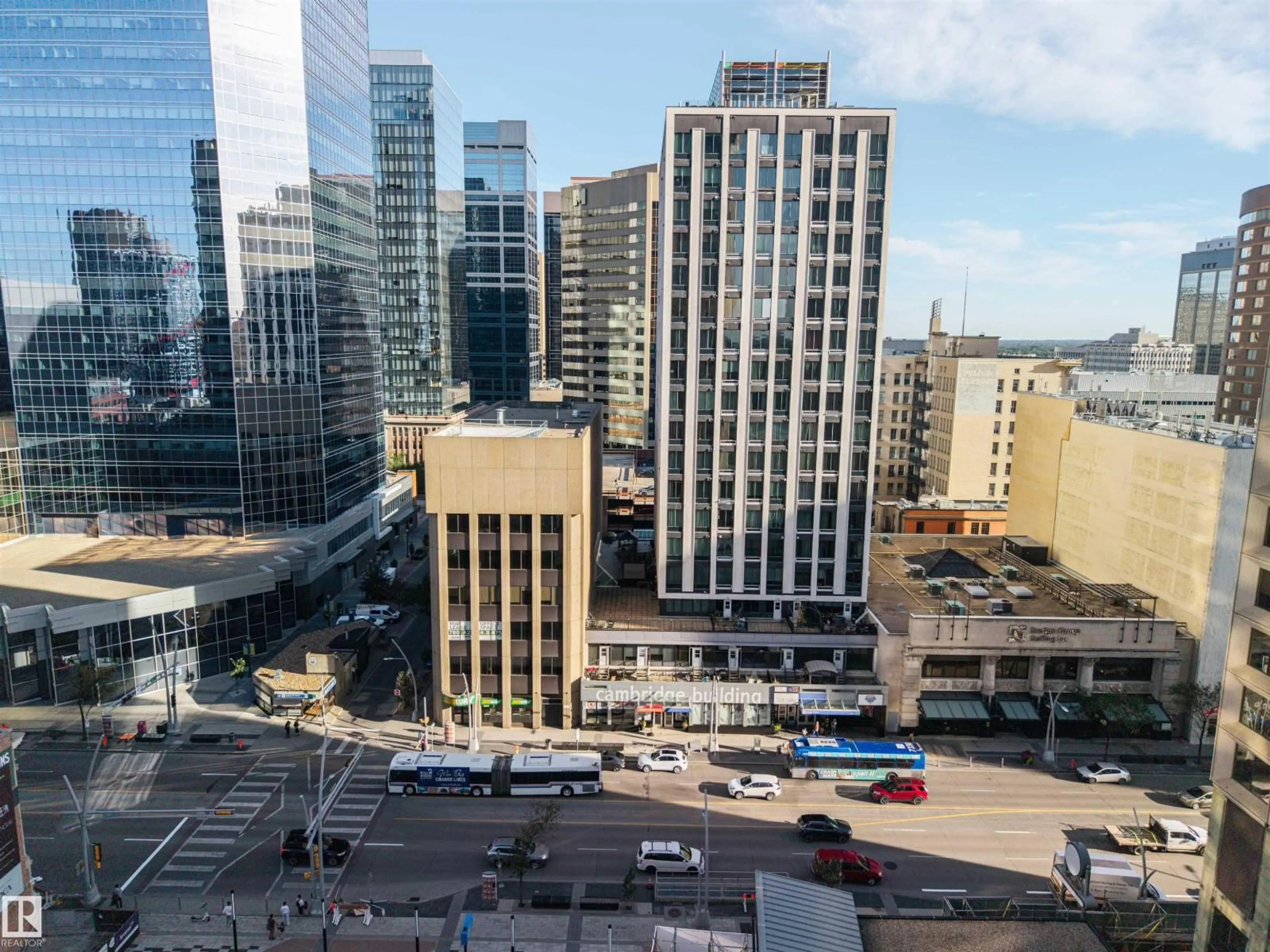 A pic from outside/outdoor area/front of a property/back of a property/a pic from drone, city buildings view from balcony for #701 - 10024 JASPER AVE, Edmonton Alberta T6J1R9
