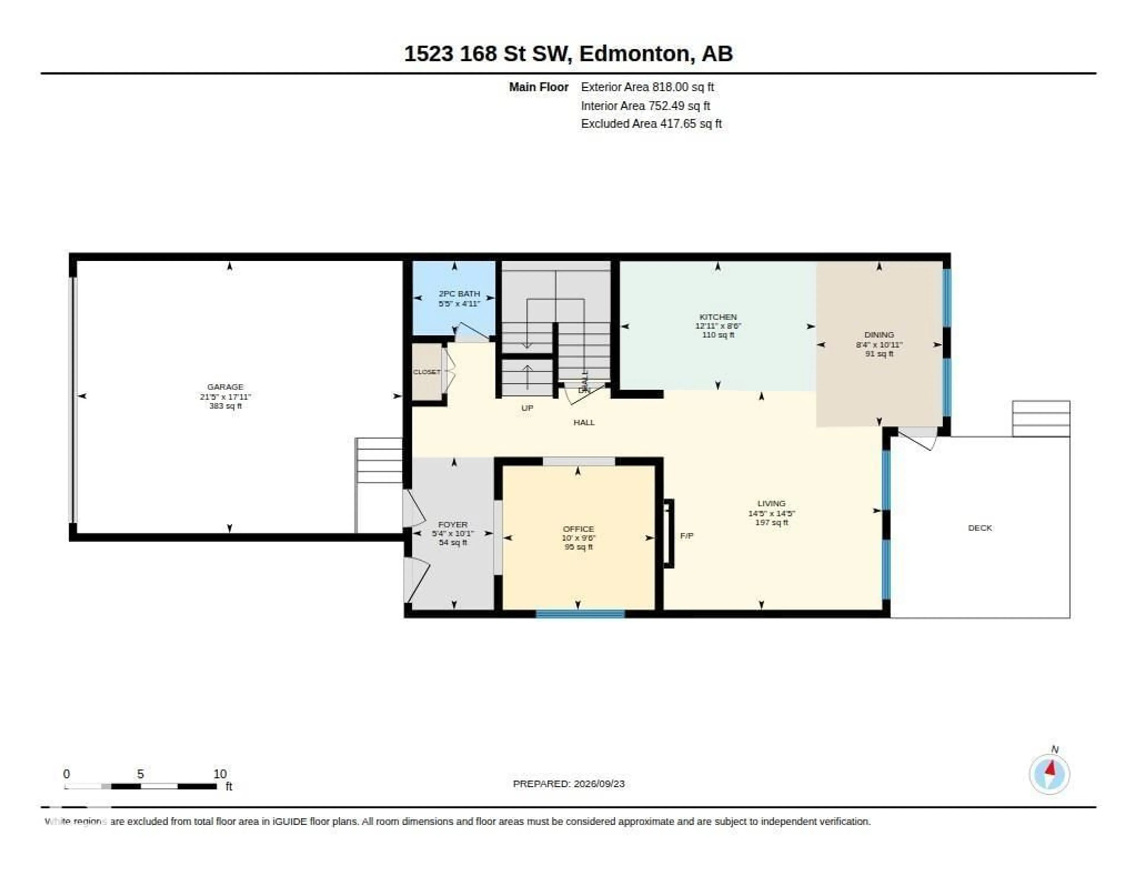 Floor plan for SW - 1523 168 ST, Edmonton Alberta T6W3R6