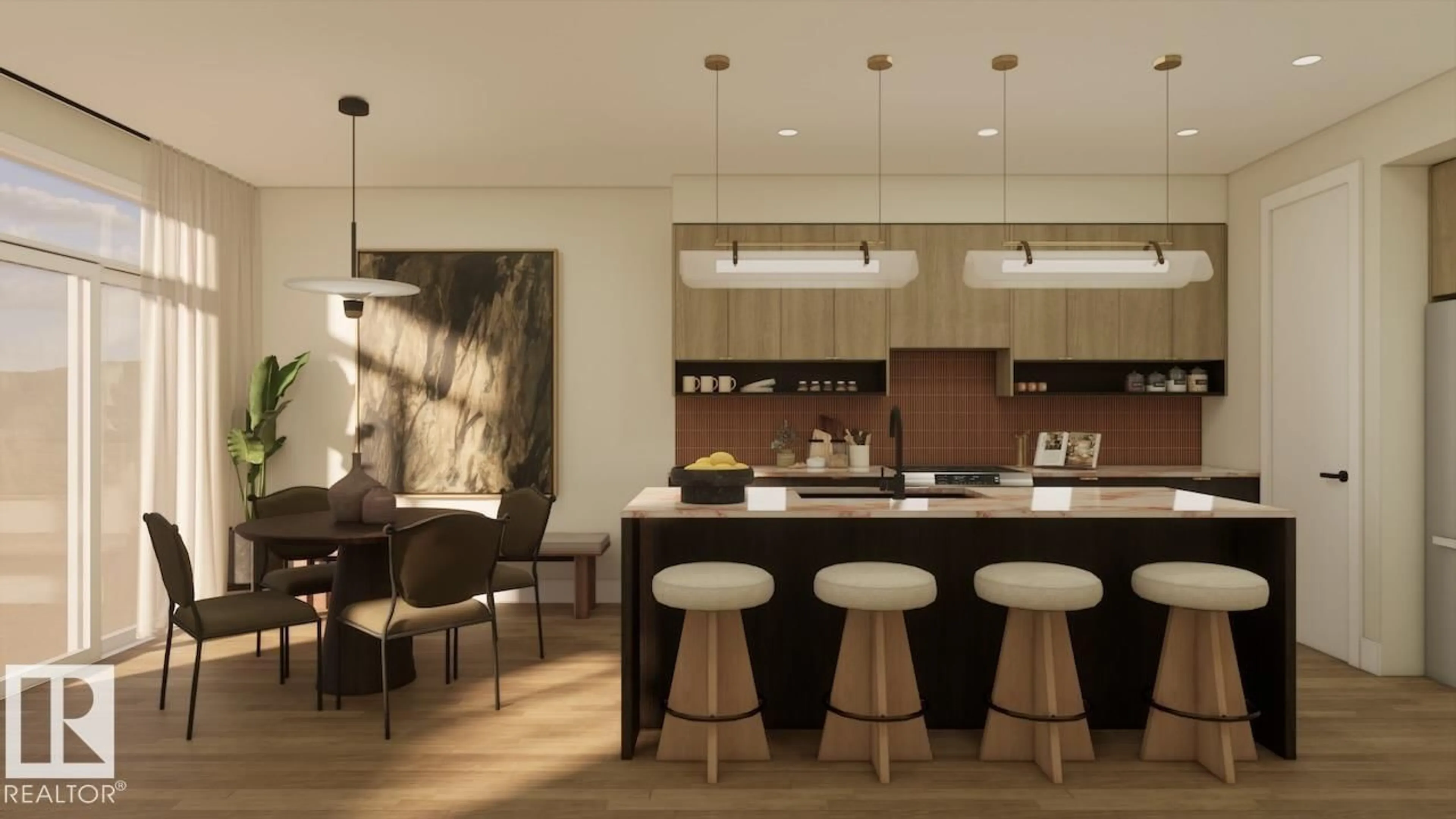 Open concept kitchen, wood/laminate floor for NW - 2214 CROSSBILL LI, Edmonton Alberta T5S0W3