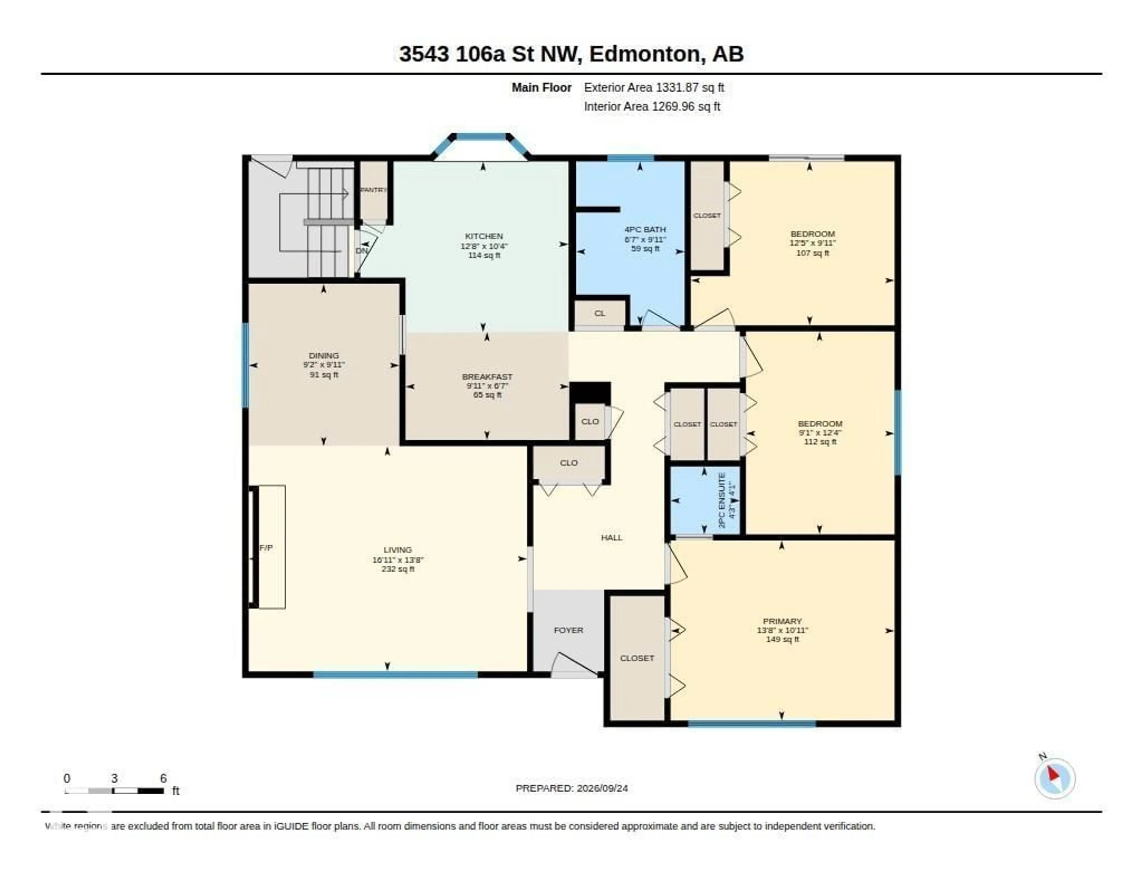 Floor plan for NW - 3543 106A ST, Edmonton Alberta T6J1A7