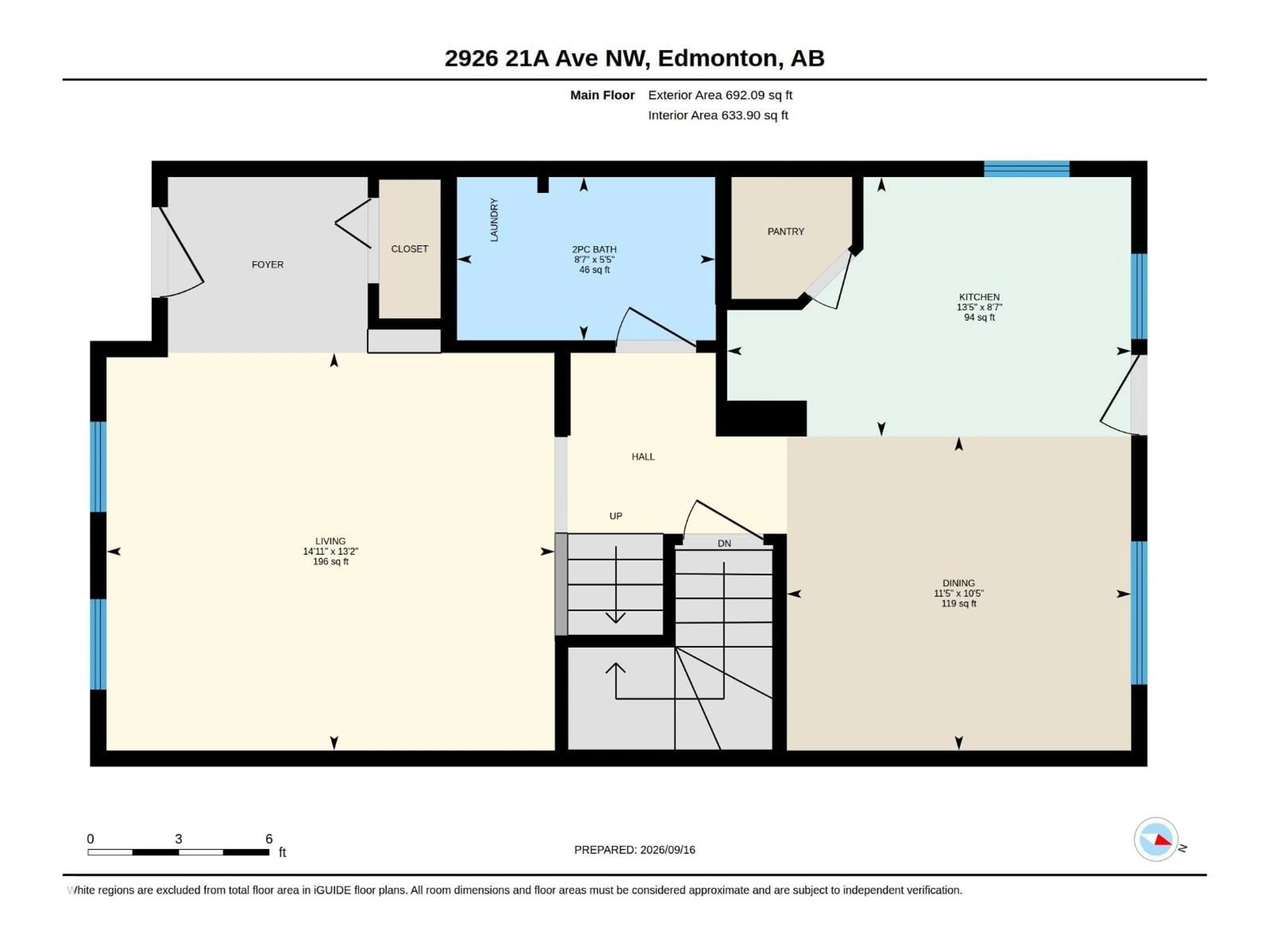 Floor plan for 2926 21A AV, Edmonton Alberta T6T0K3