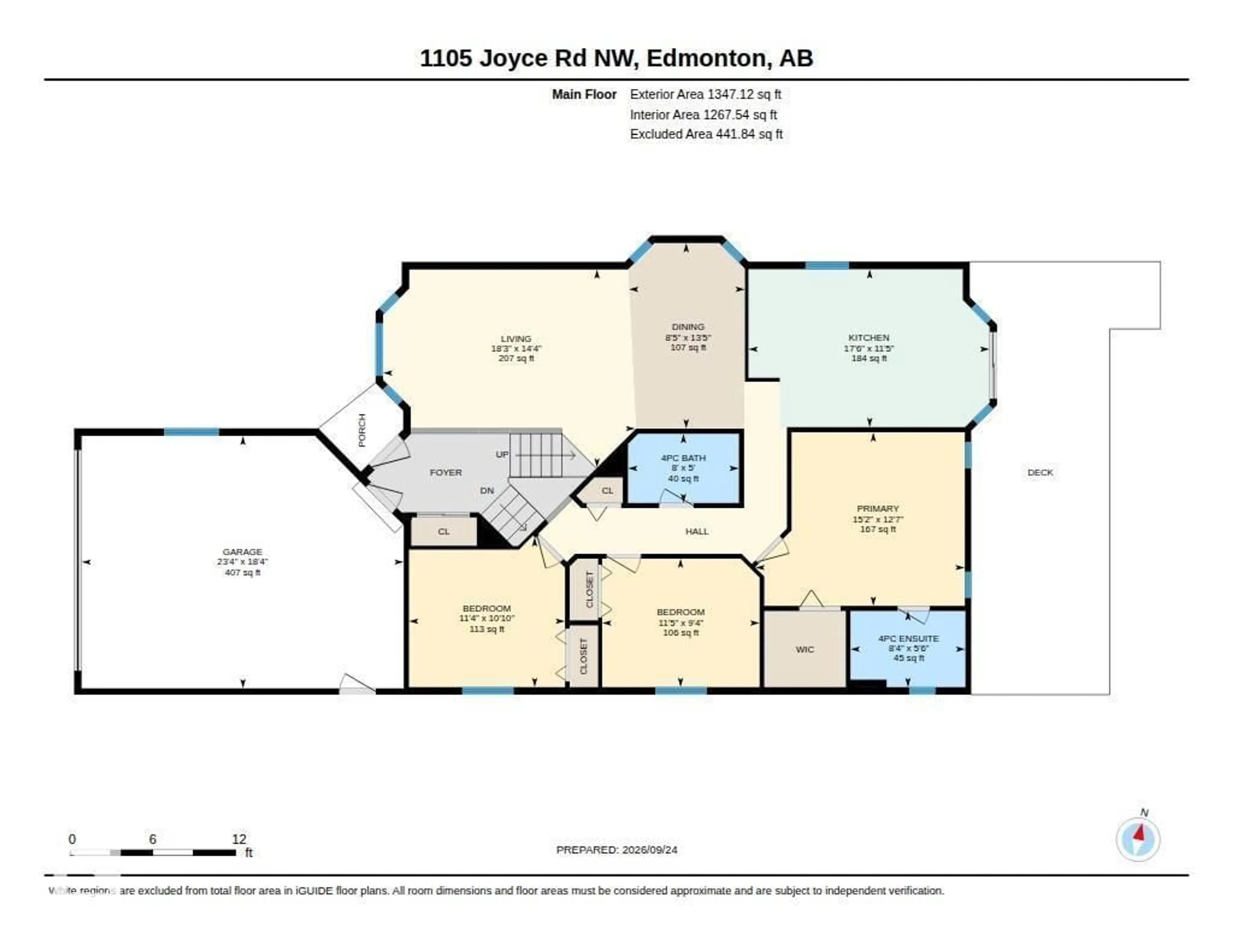 Floor plan for 1105 JOYCE RD, Edmonton Alberta T6L6Y2