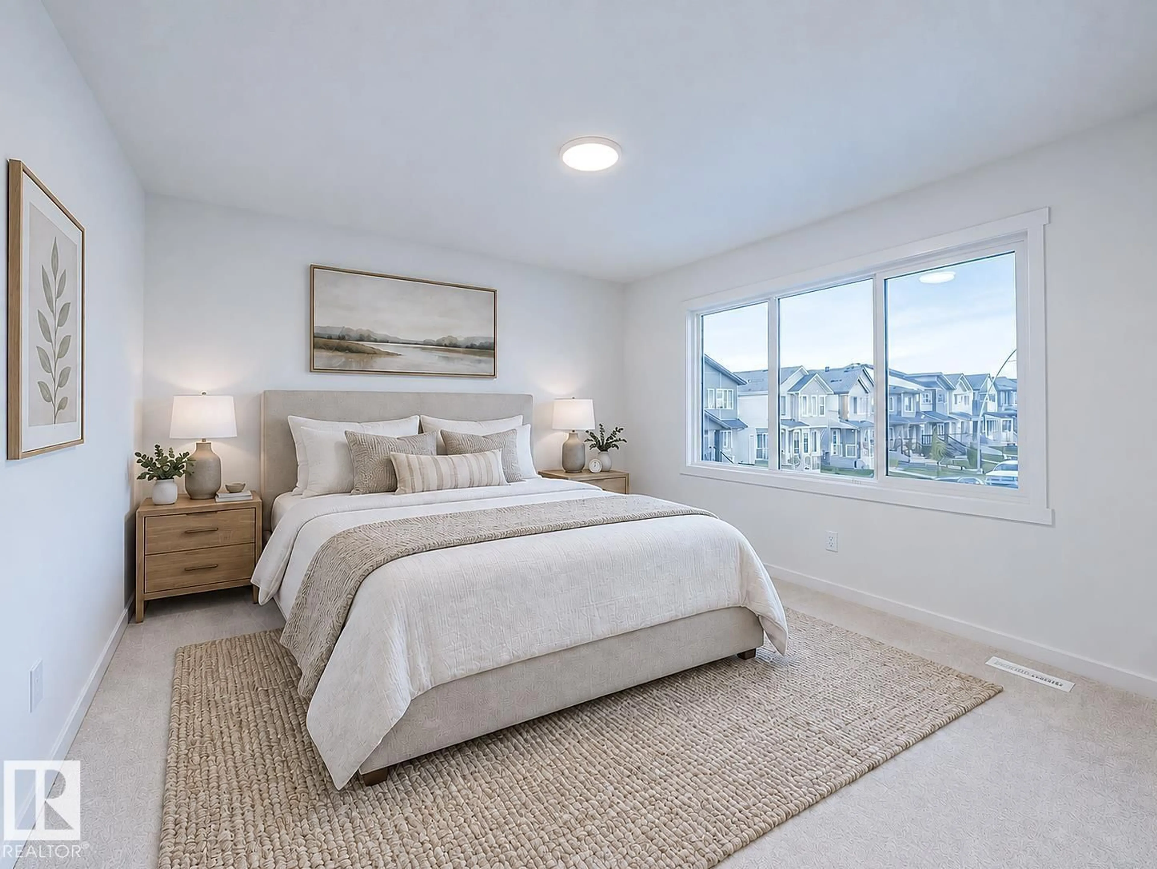 Bedroom with bed, carpet floor for NE - 631 173 AV, Edmonton Alberta T5Y4E8