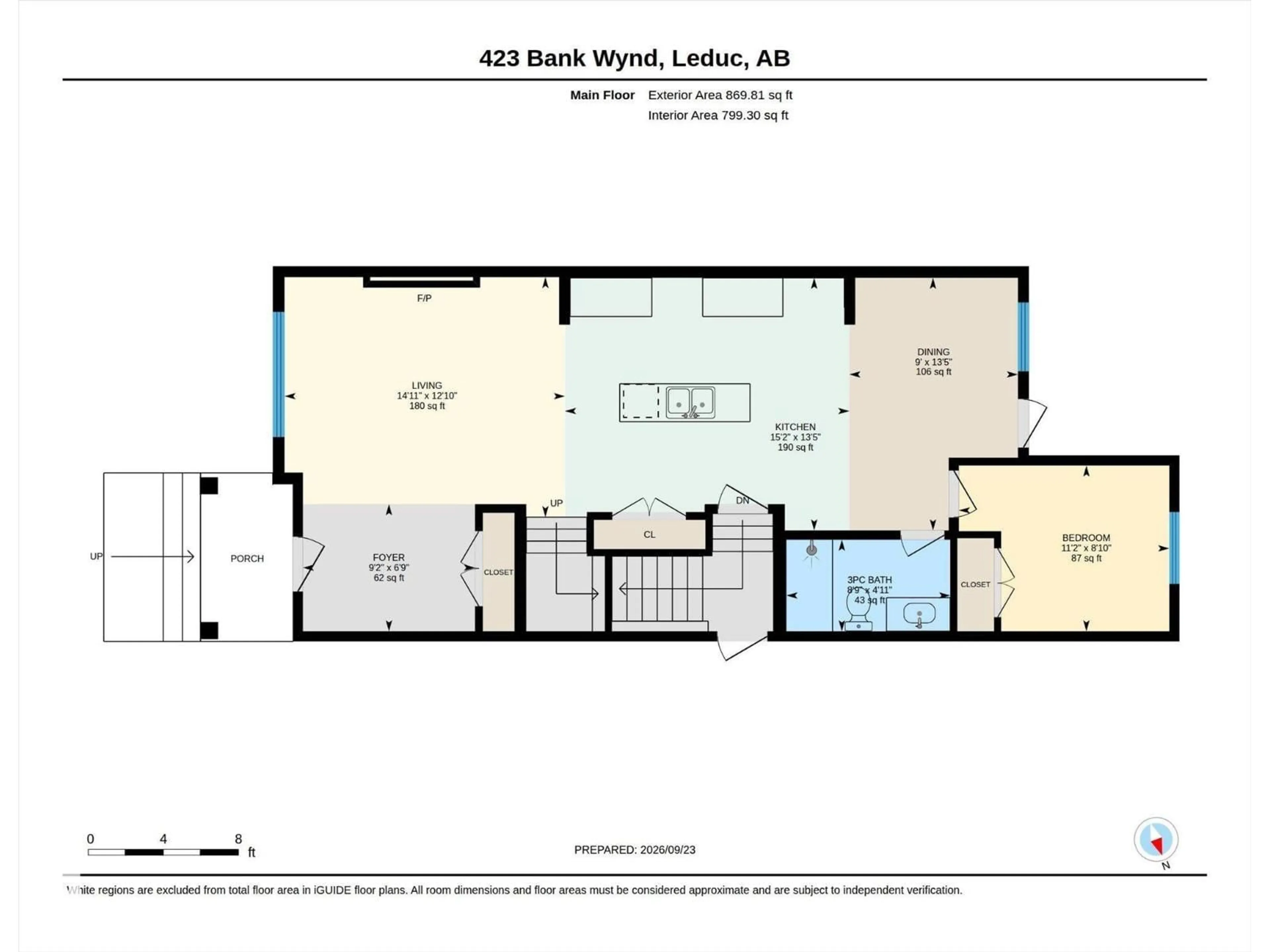 Floor plan for 423 BANK WYND, Leduc Alberta T9E1W1