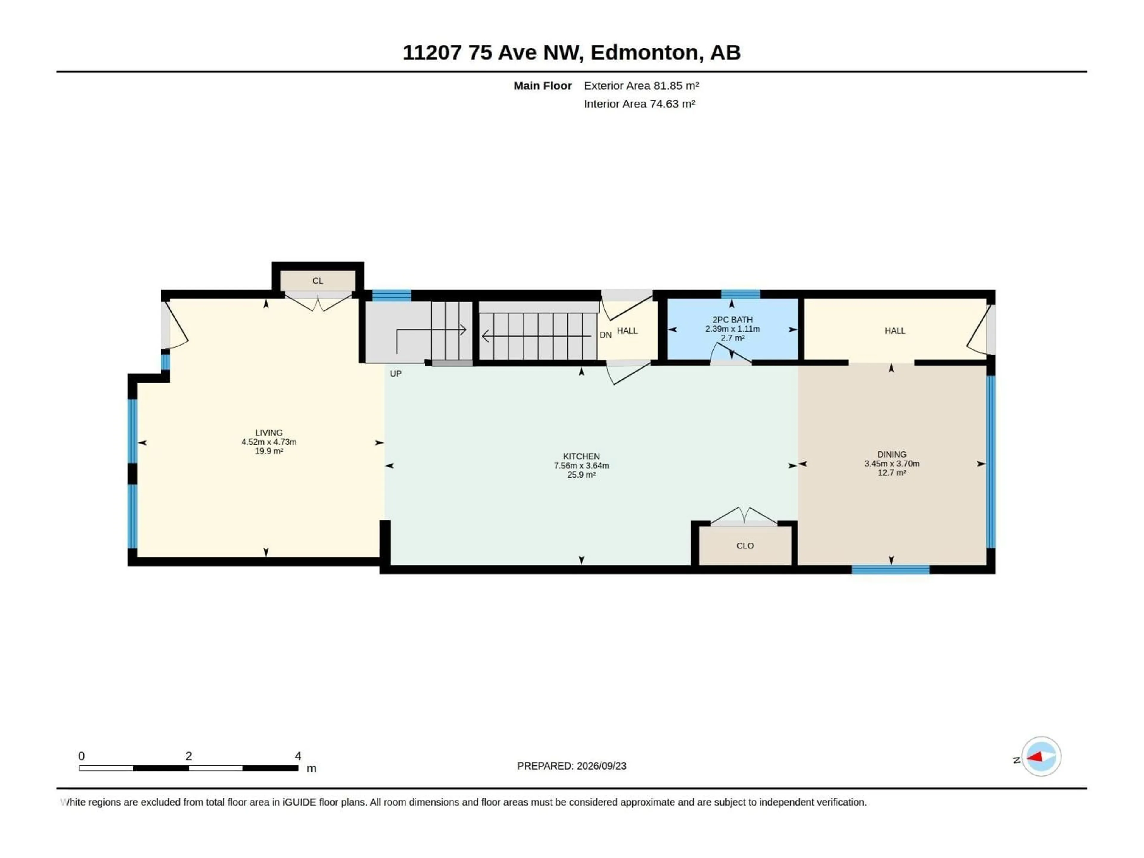 Floor plan for 11207 75 AV, Edmonton Alberta T6G0H4