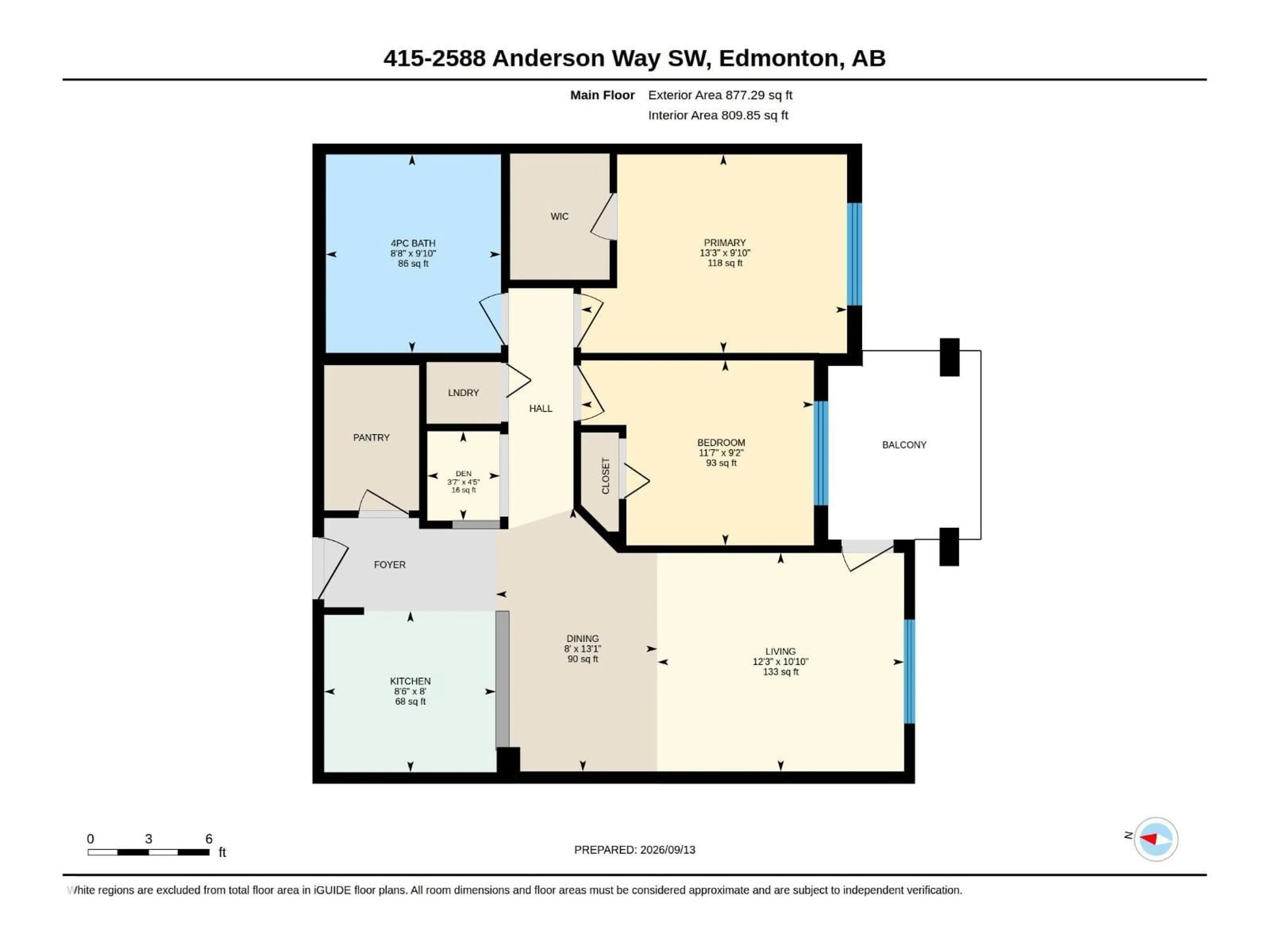 Floor plan for 2588 - 415 ANDERSON WY, Edmonton Alberta T6W0R2