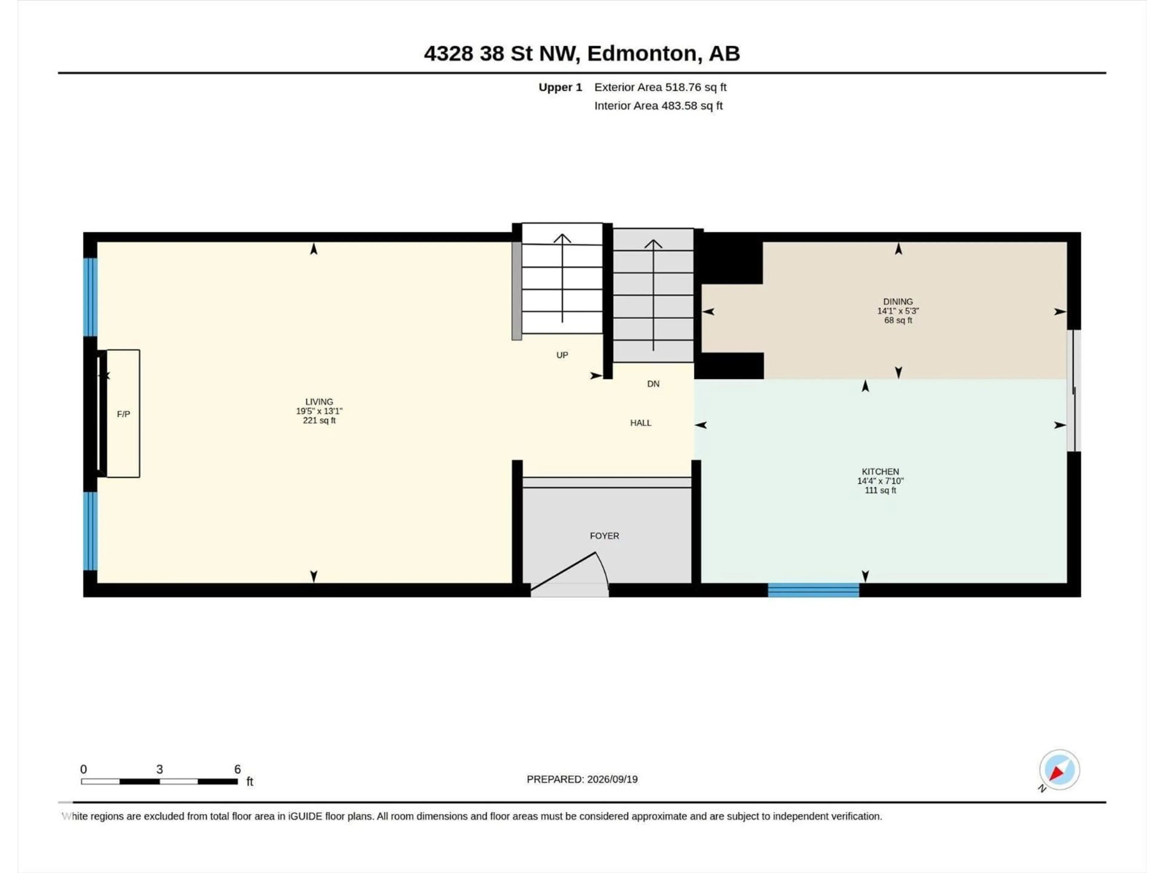Floor plan for 4328 38 ST, Edmonton Alberta T6L4K4