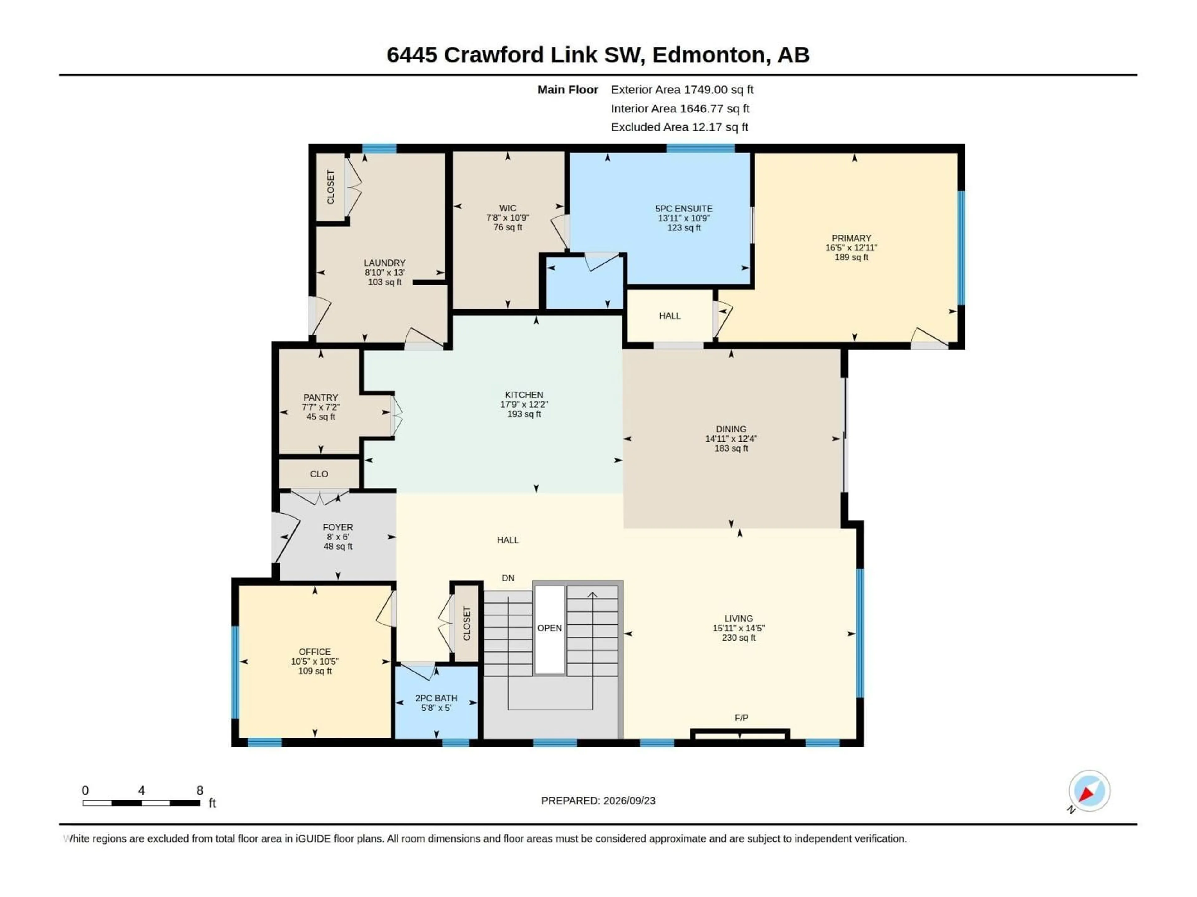 Floor plan for SW - 6645 CRAWFORD LD, Edmonton Alberta T6W4L5