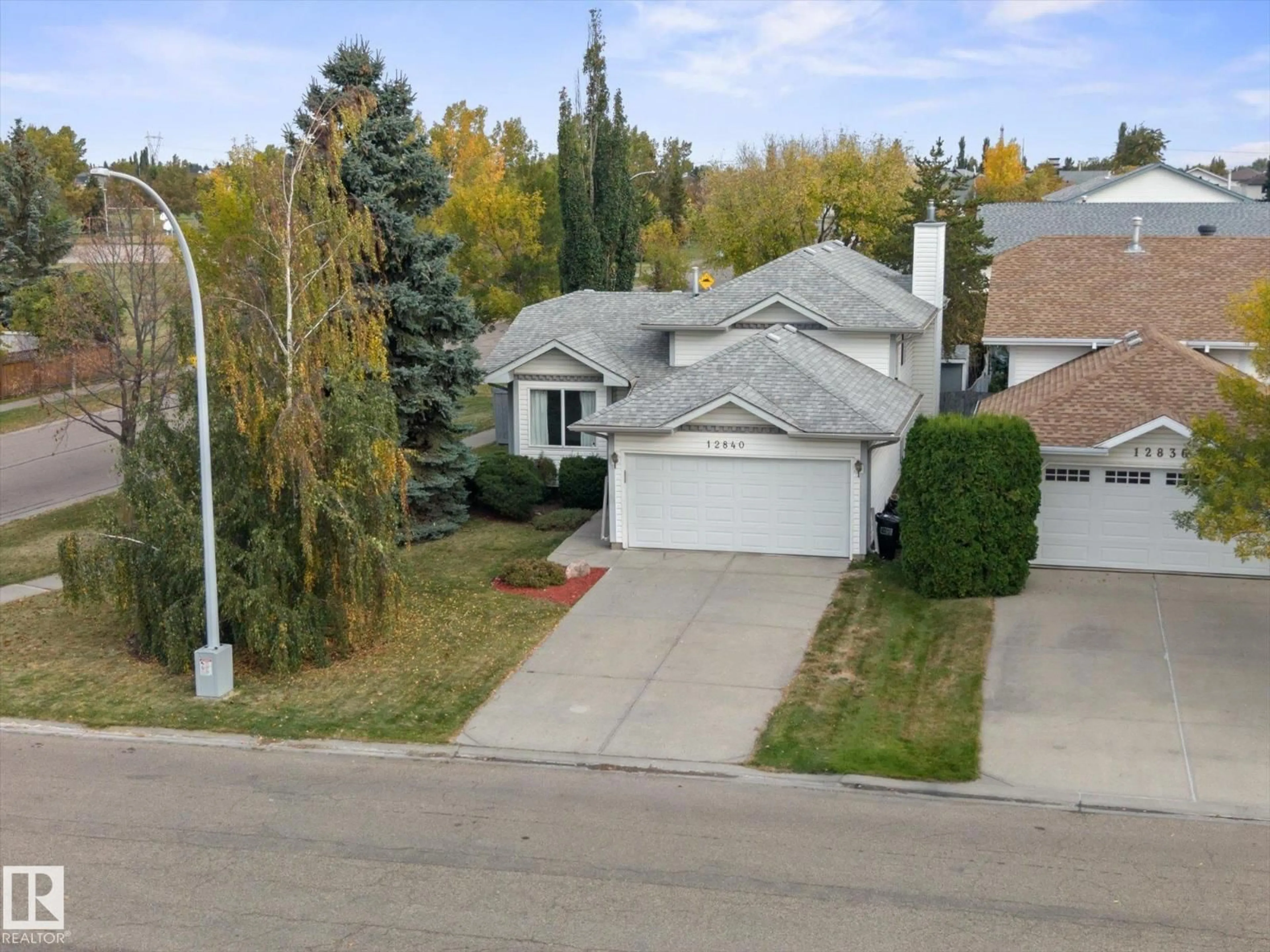 A pic from outside/outdoor area/front of a property/back of a property/a pic from drone, street for 12840 147 AV, Edmonton Alberta T6V1C5