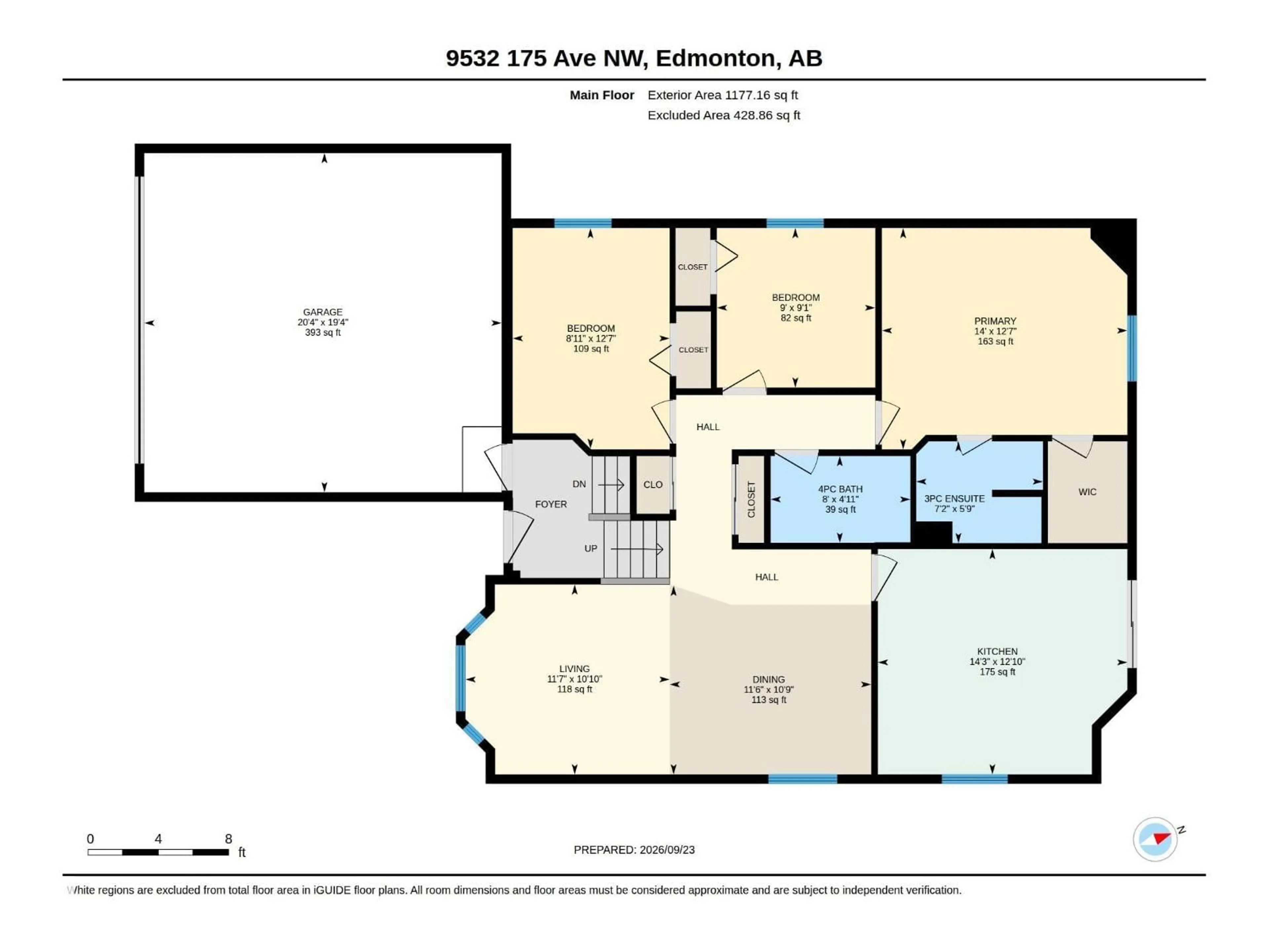 Floor plan for 9532 175 AV NW, Edmonton Alberta T5Z2B6