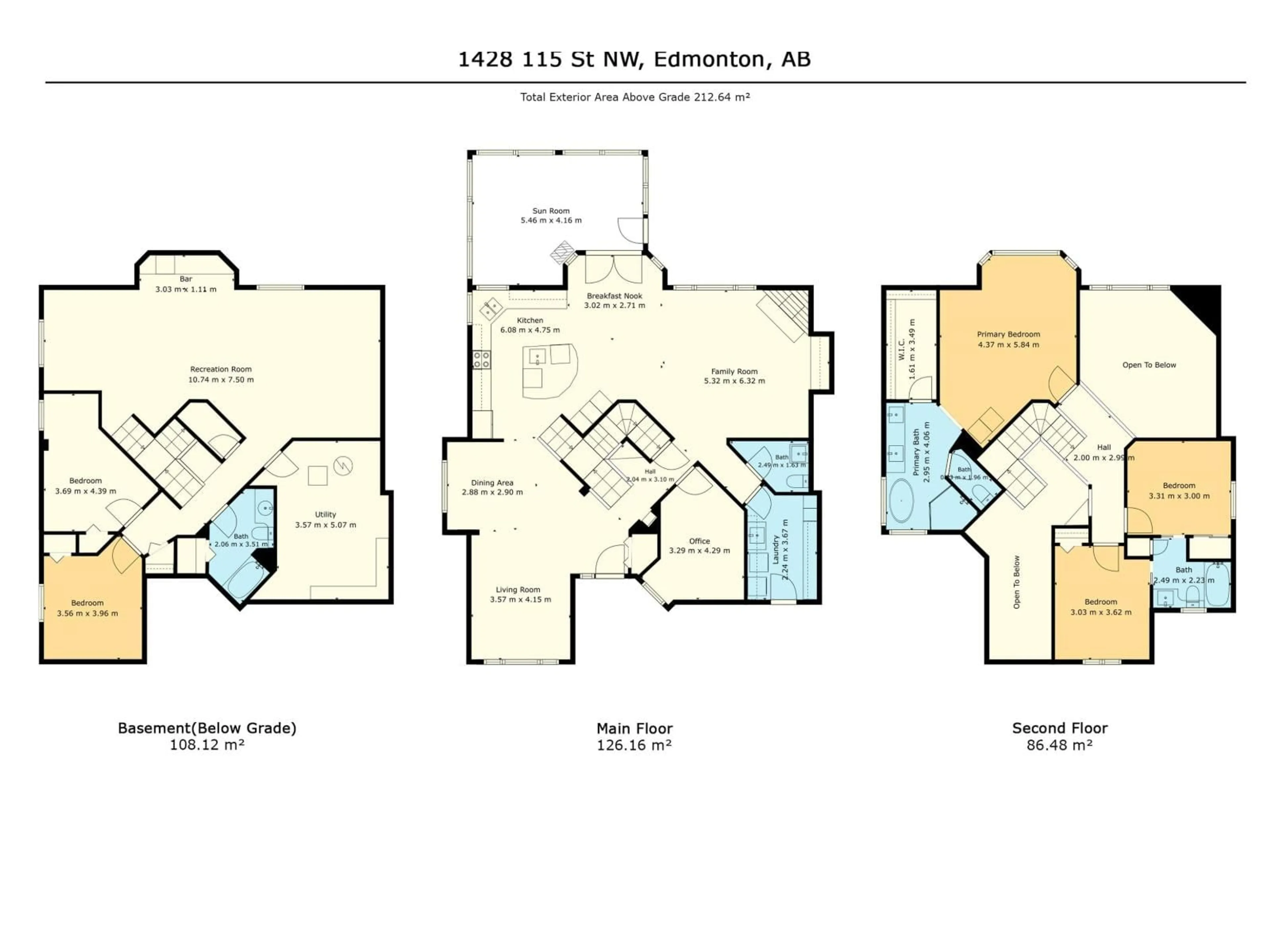 Floor plan for NW - 1428 115 ST, Edmonton Alberta T6J7B8