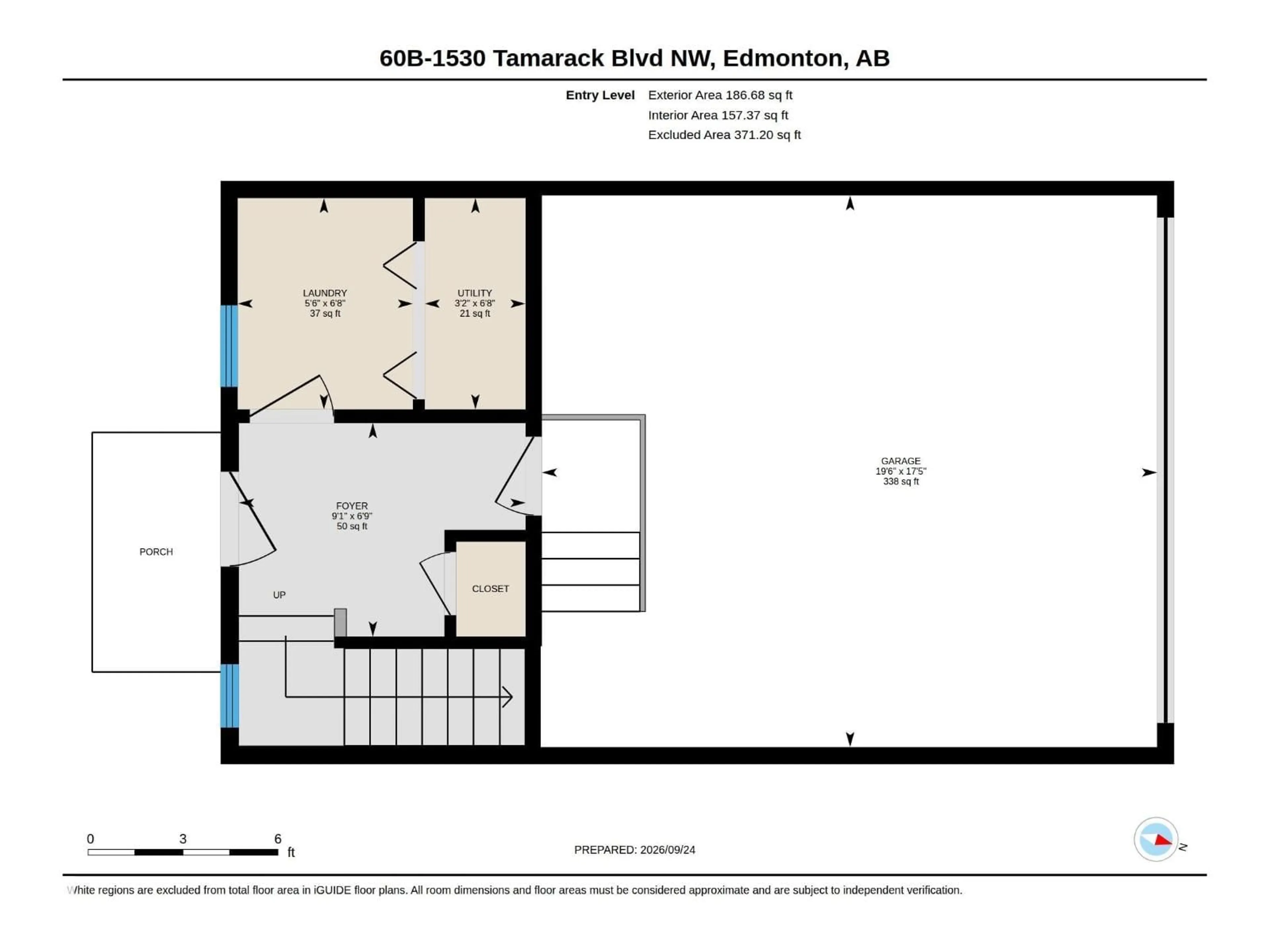 Floor plan for 60B - 1530 TAMARACK BV, Edmonton Alberta T6T2E6