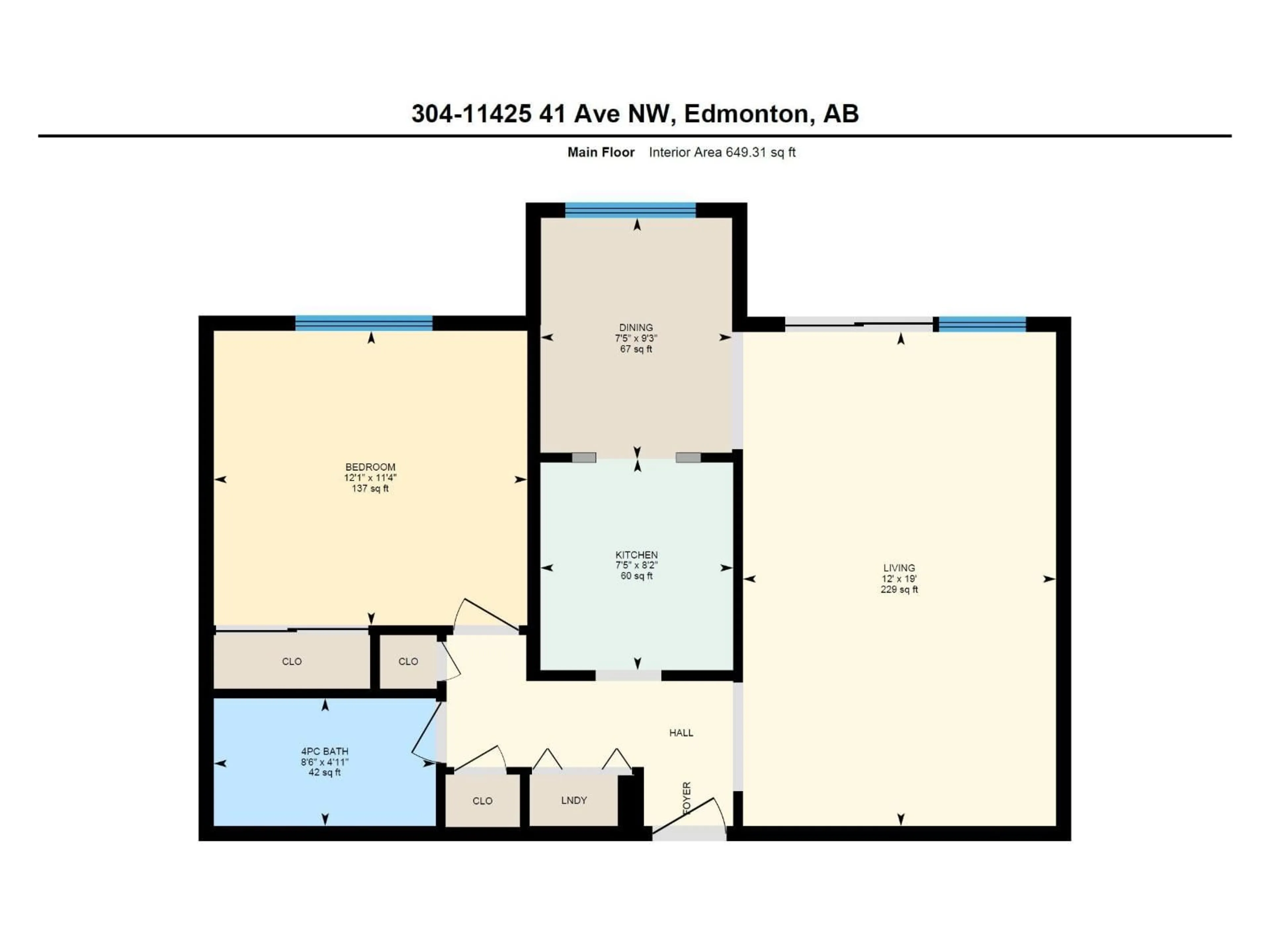 Floor plan for #304 - 11425 41 AV, Edmonton Alberta T6J0T9