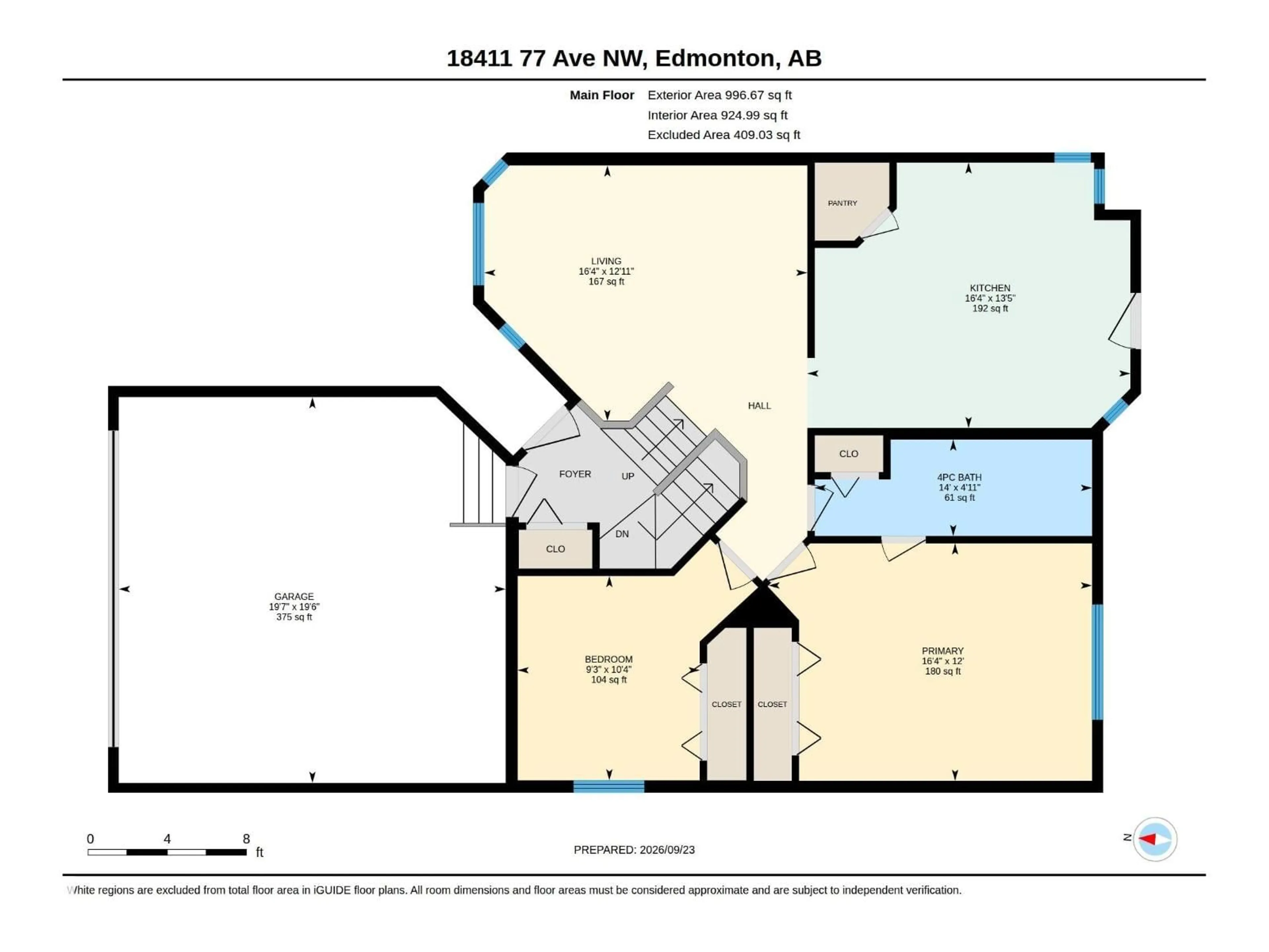 Floor plan for 18411 77 AV, Edmonton Alberta T5T6A8