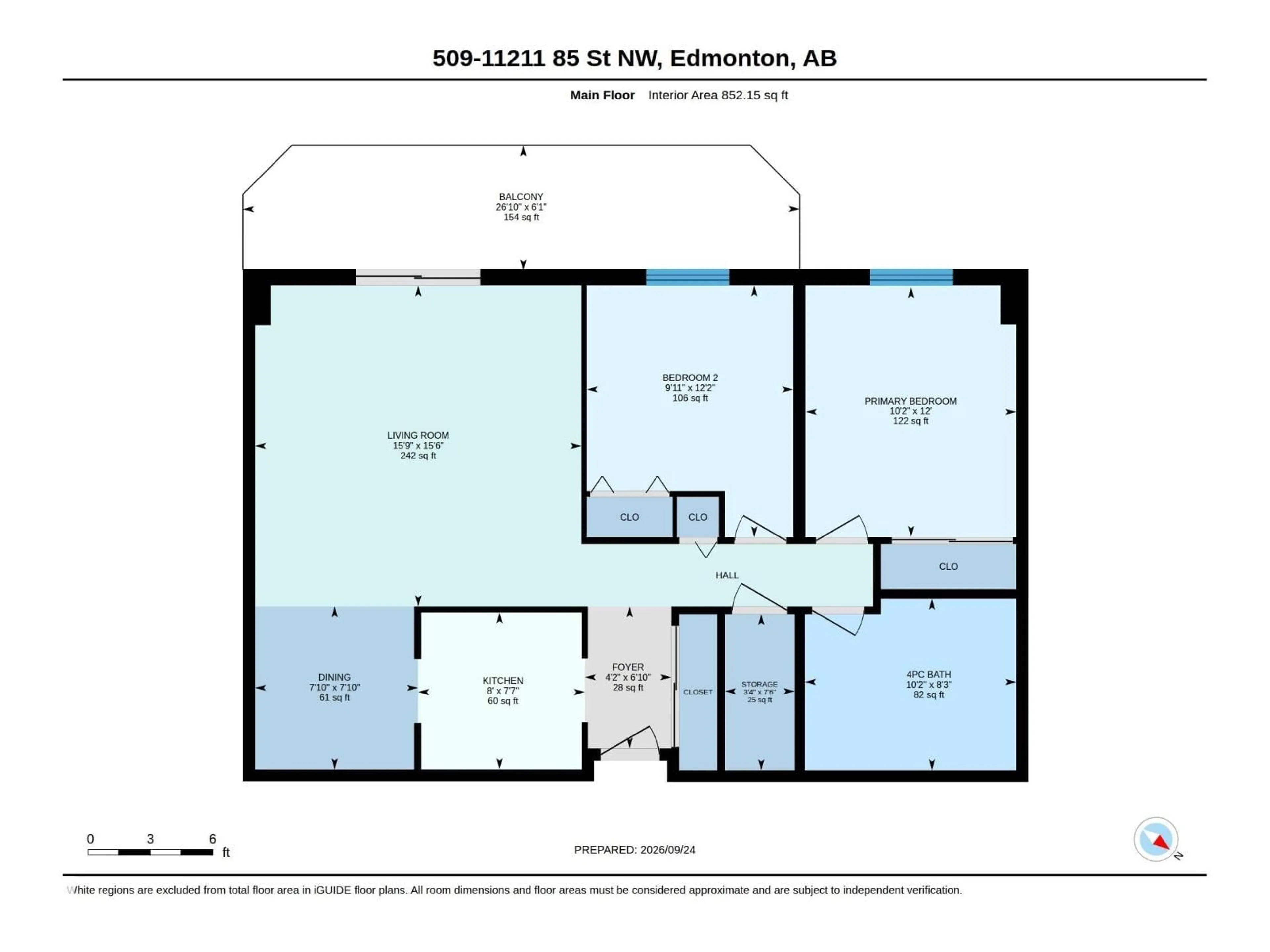 Floor plan for 509 11211 85 ST, Edmonton Alberta T4B4T8