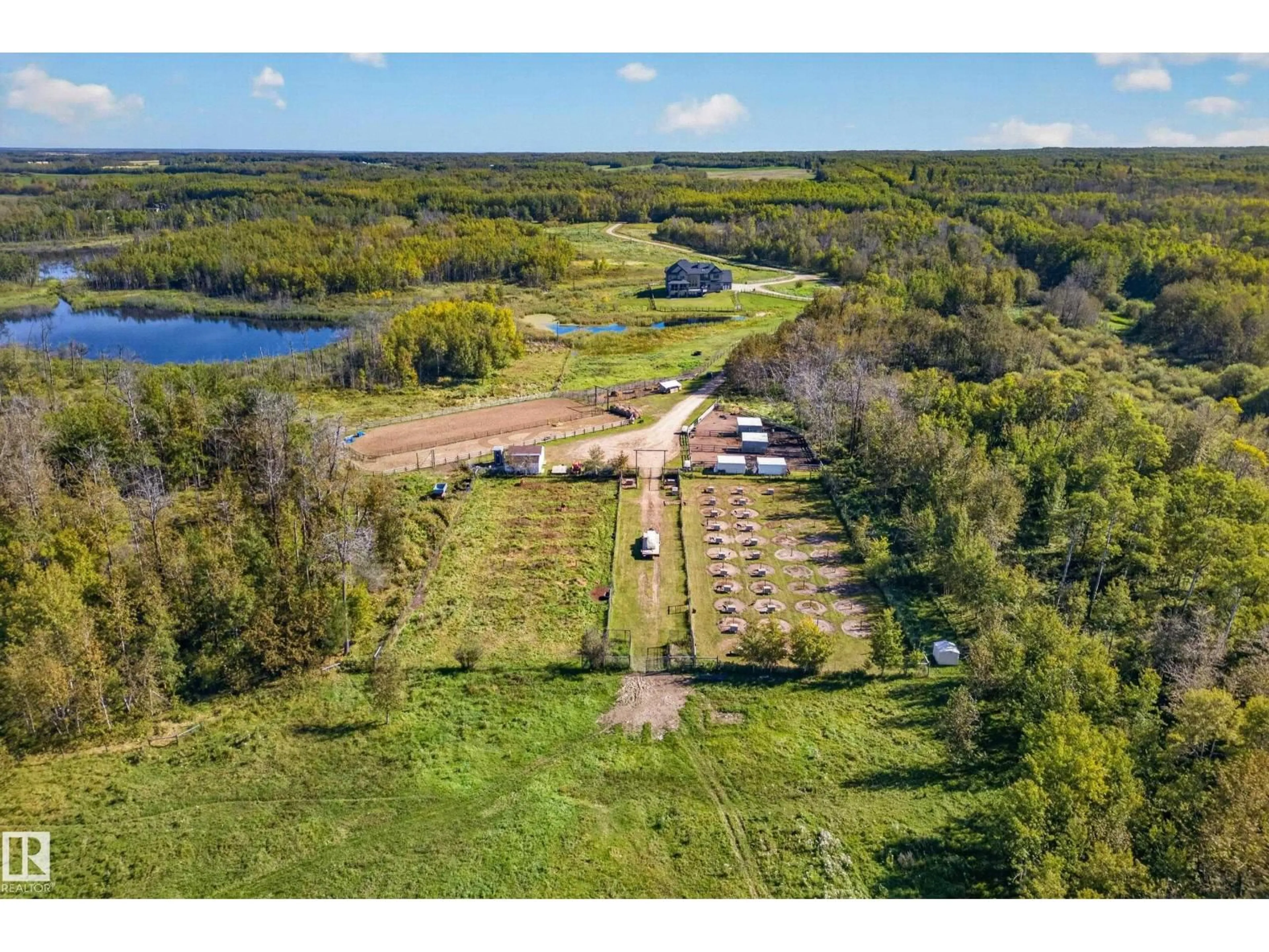 A pic from outside/outdoor area/front of a property/back of a property/a pic from drone, water/lake/river/ocean view for 530010 RR 195, Rural Lamont County Alberta T0B4J0