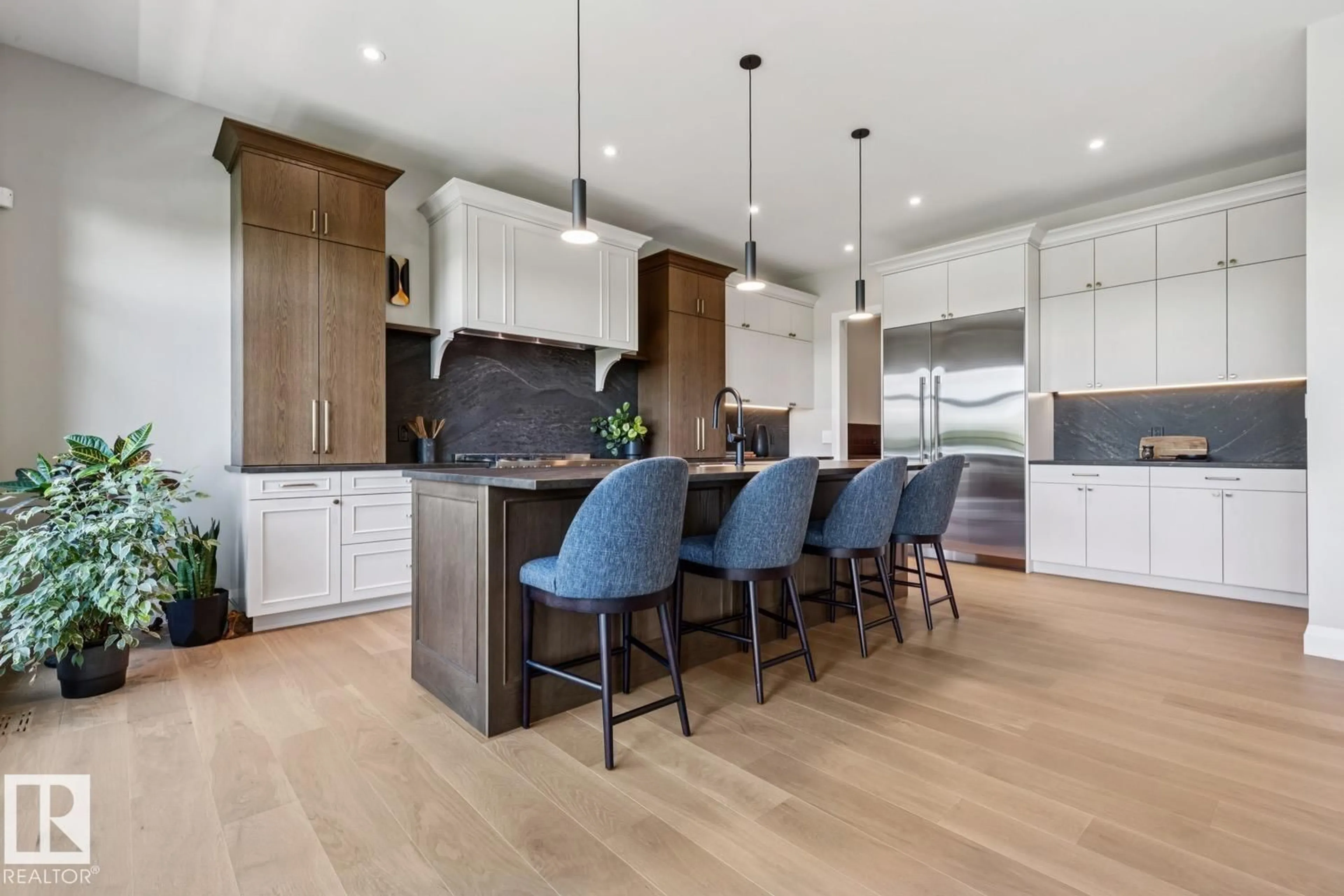 Open concept kitchen, wood/laminate floor for 4812 KNIGHT CR, Edmonton Alberta T6W5A2