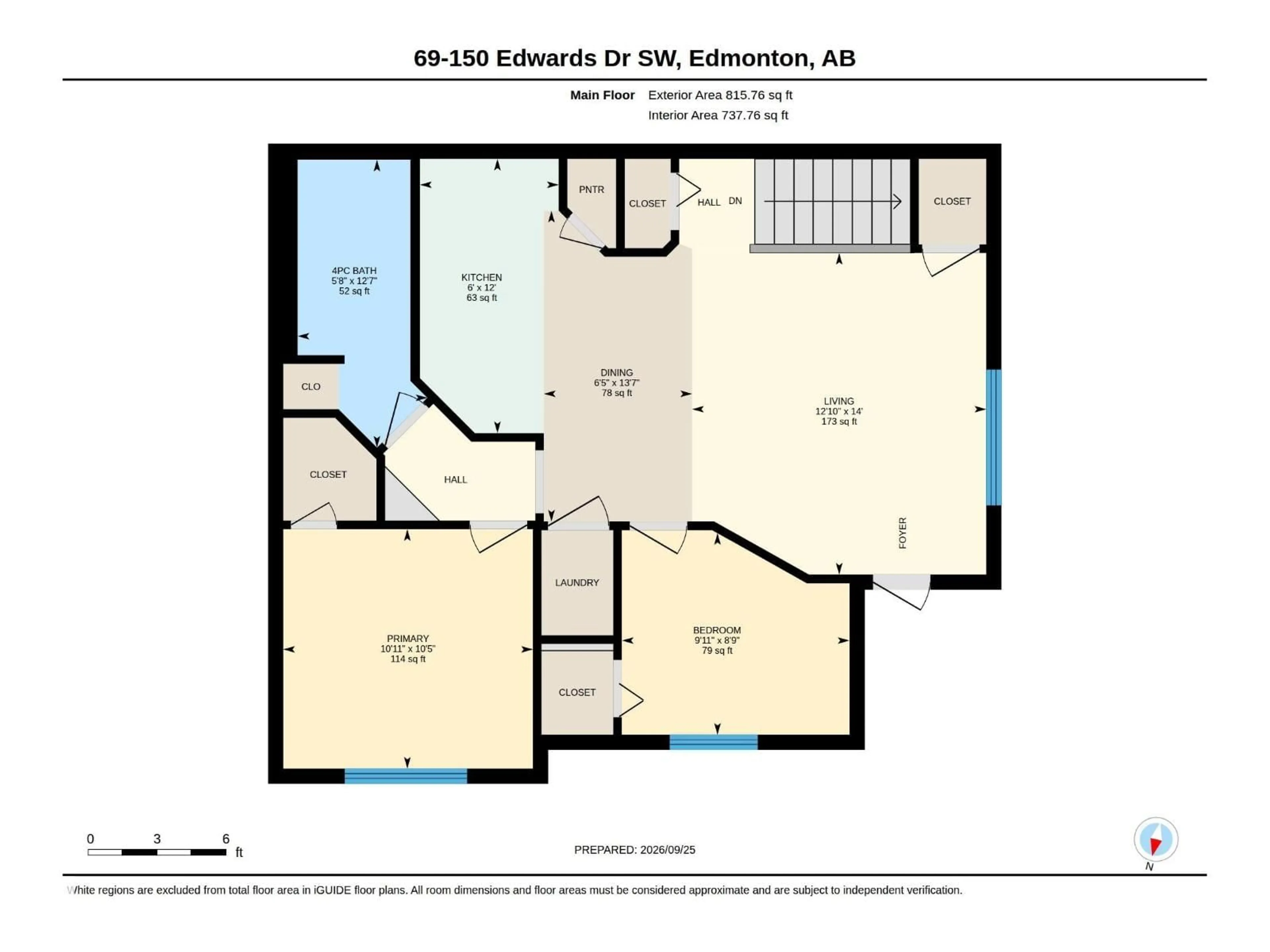 Floor plan for 150 - 69 EDWARDS DR, Edmonton Alberta T6X1M4