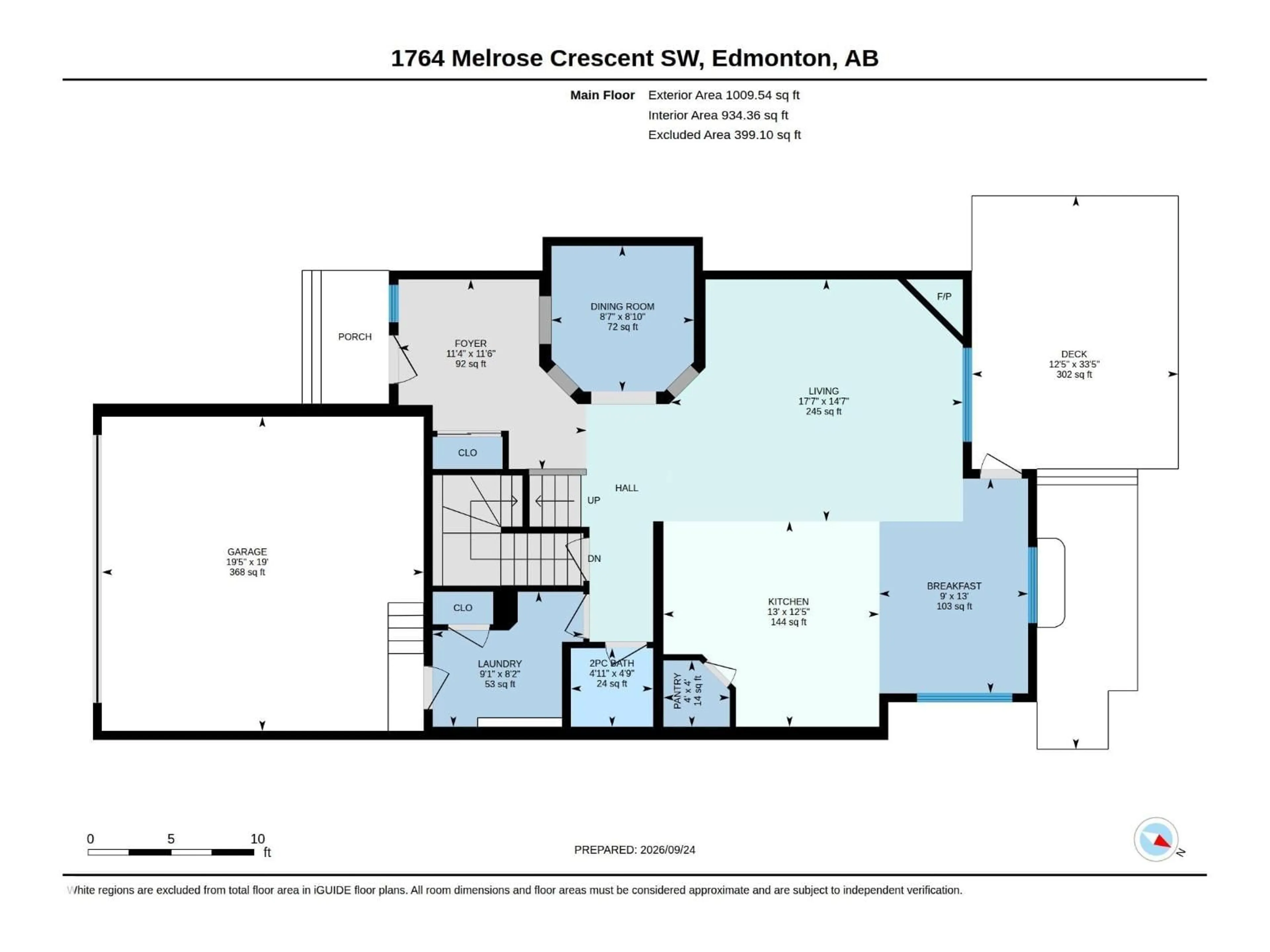 Floor plan for 1764 MELROSE CR, Edmonton Alberta T6W0A2