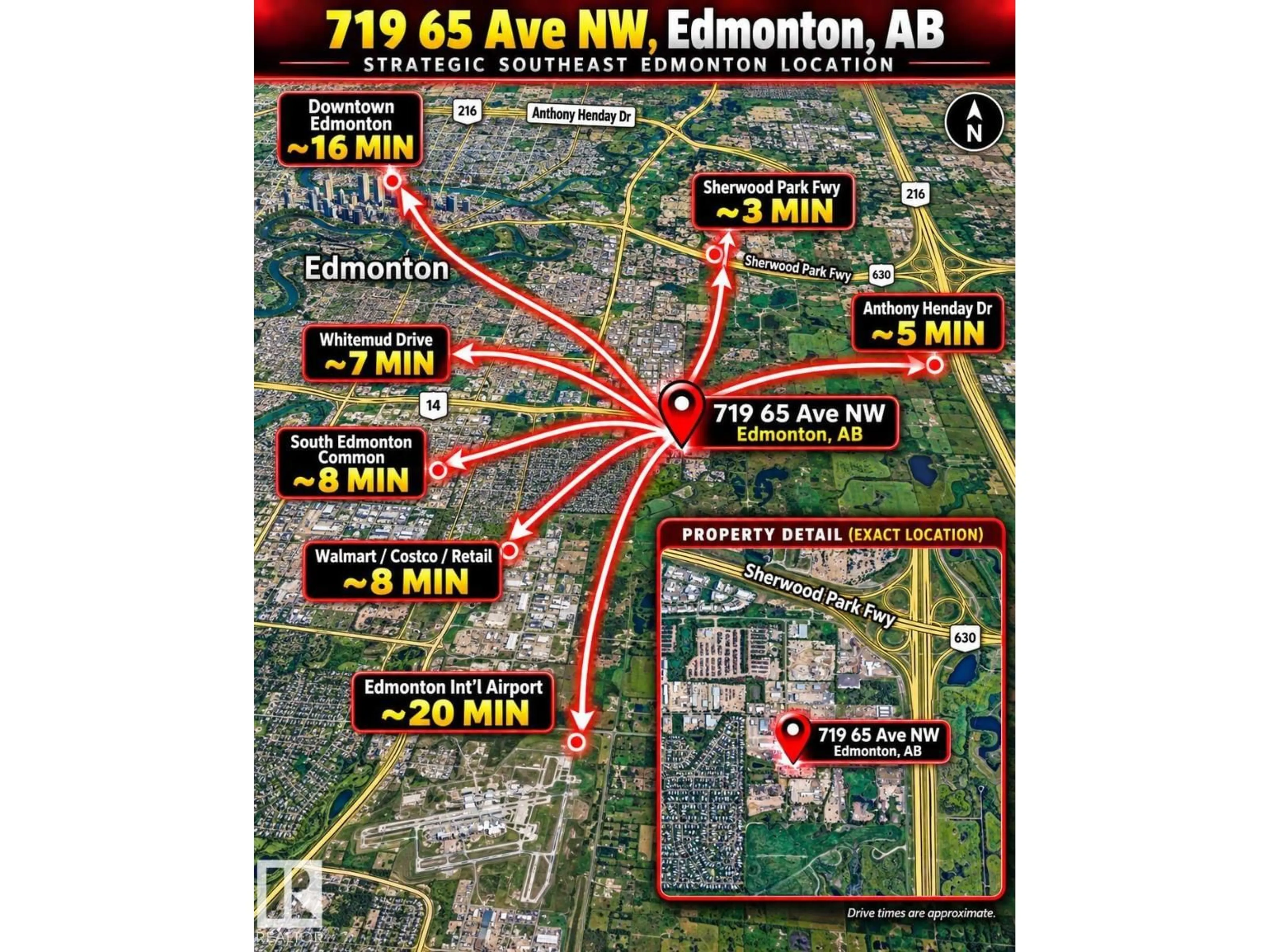 Picture of a map for 719 65 AVE, Edmonton Alberta T6P1S1