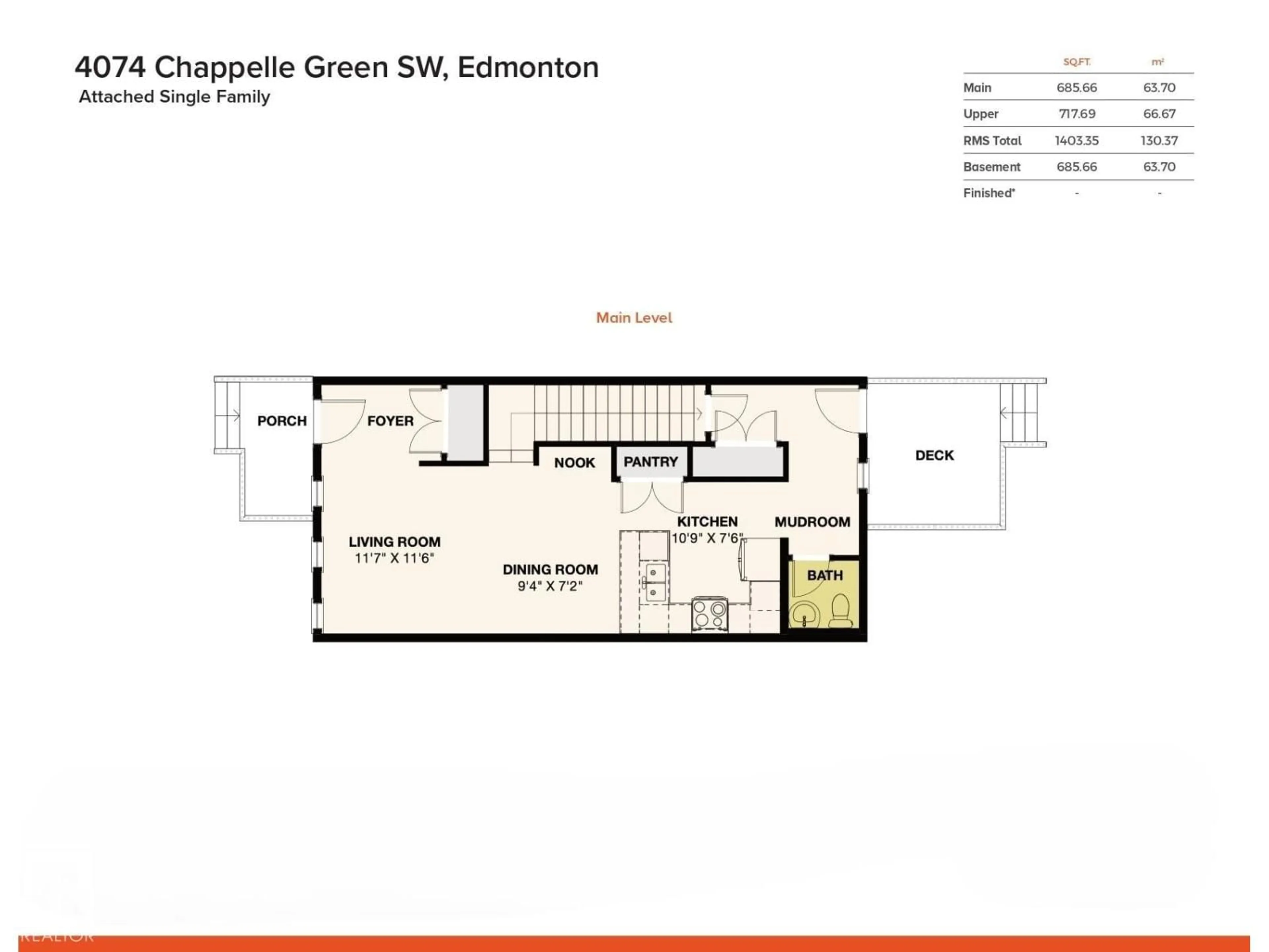 Floor plan for 4074 CHAPPELLE GREEN, Edmonton Alberta T6W4M6