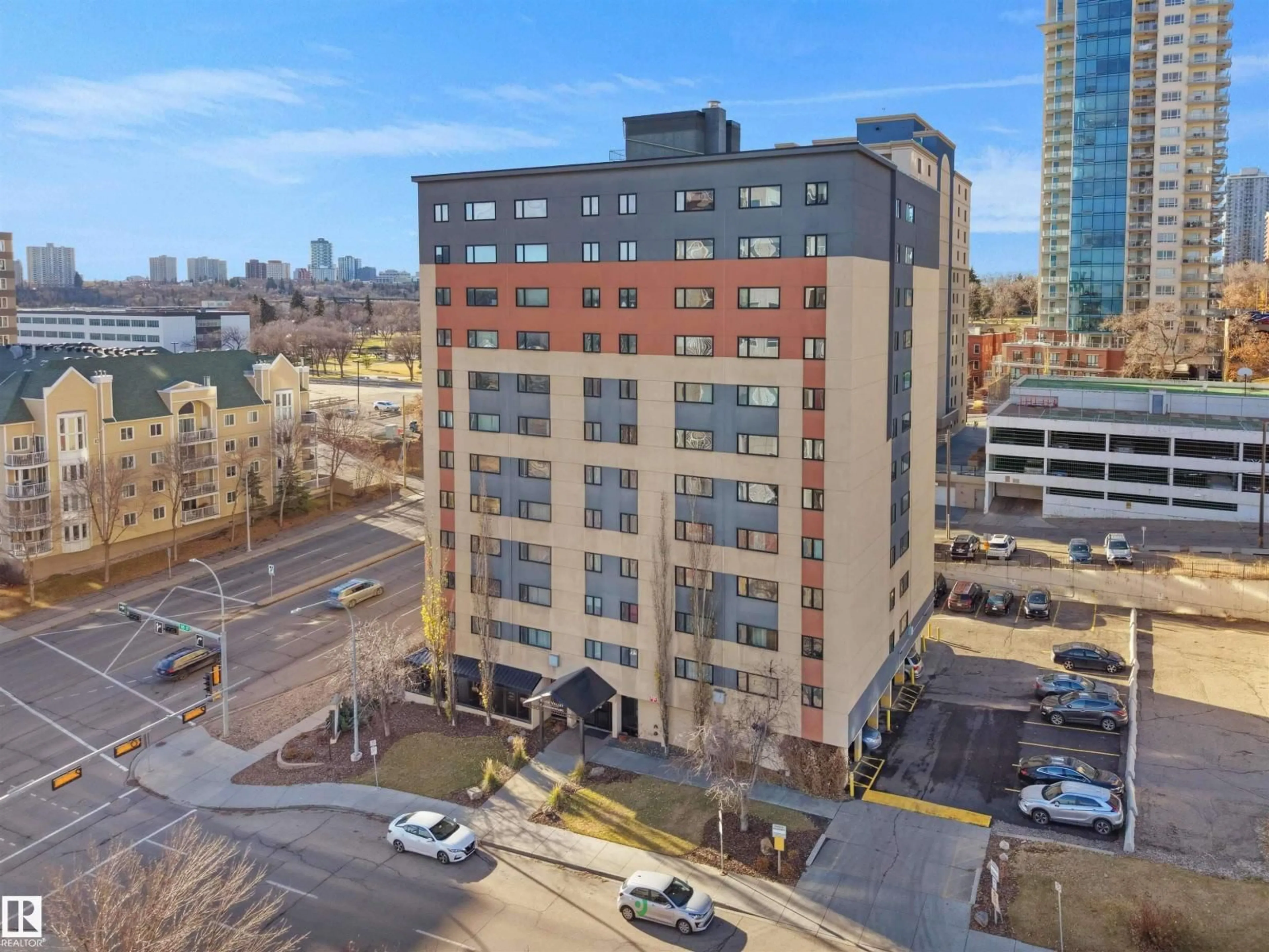 A pic from outside/outdoor area/front of a property/back of a property/a pic from drone, city buildings view from balcony for #403 - 9710 105 ST, Edmonton Alberta T5K1A4