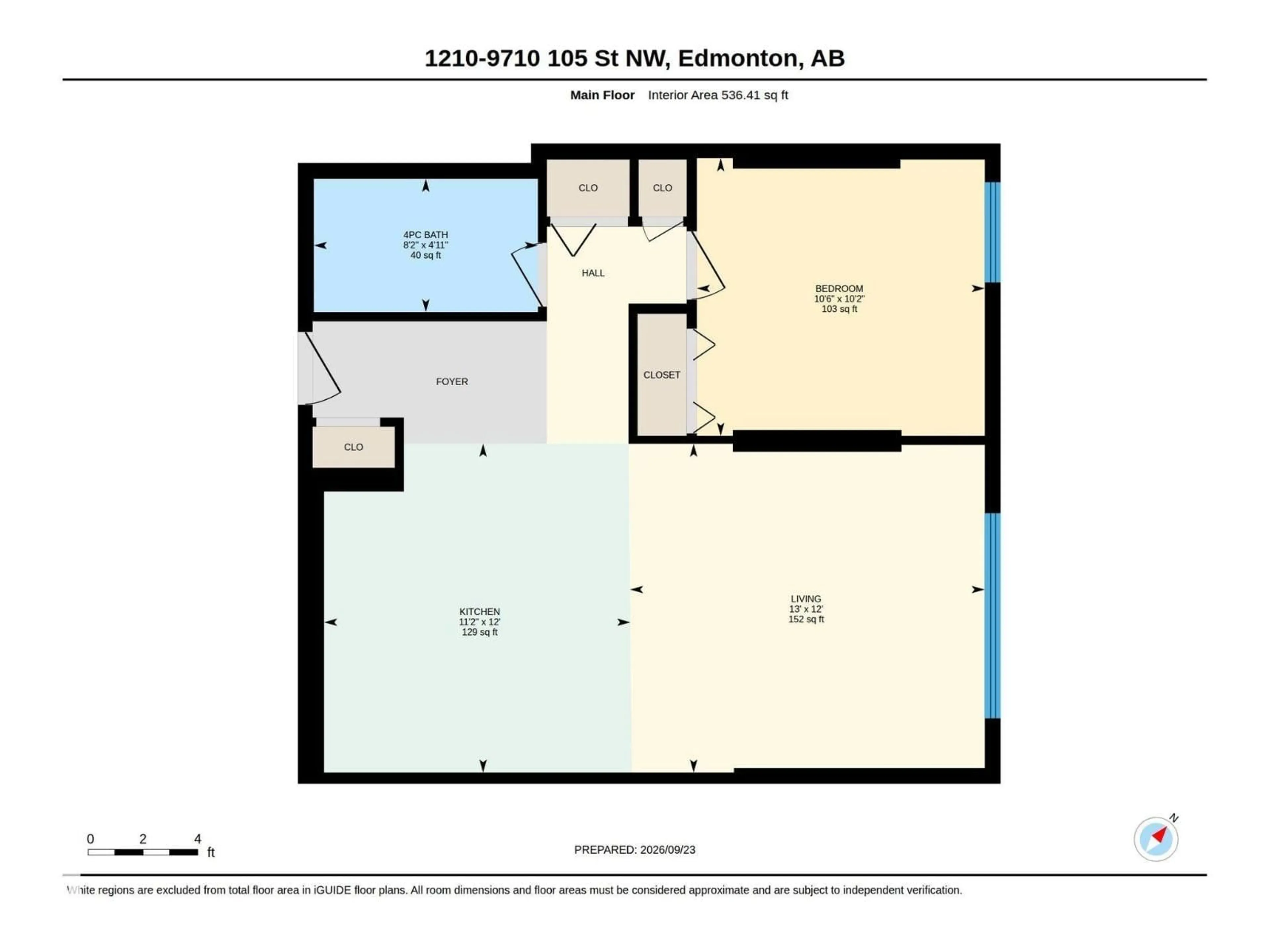 Floor plan for 9710 - 1210 105 ST, Edmonton Alberta T5K1A4
