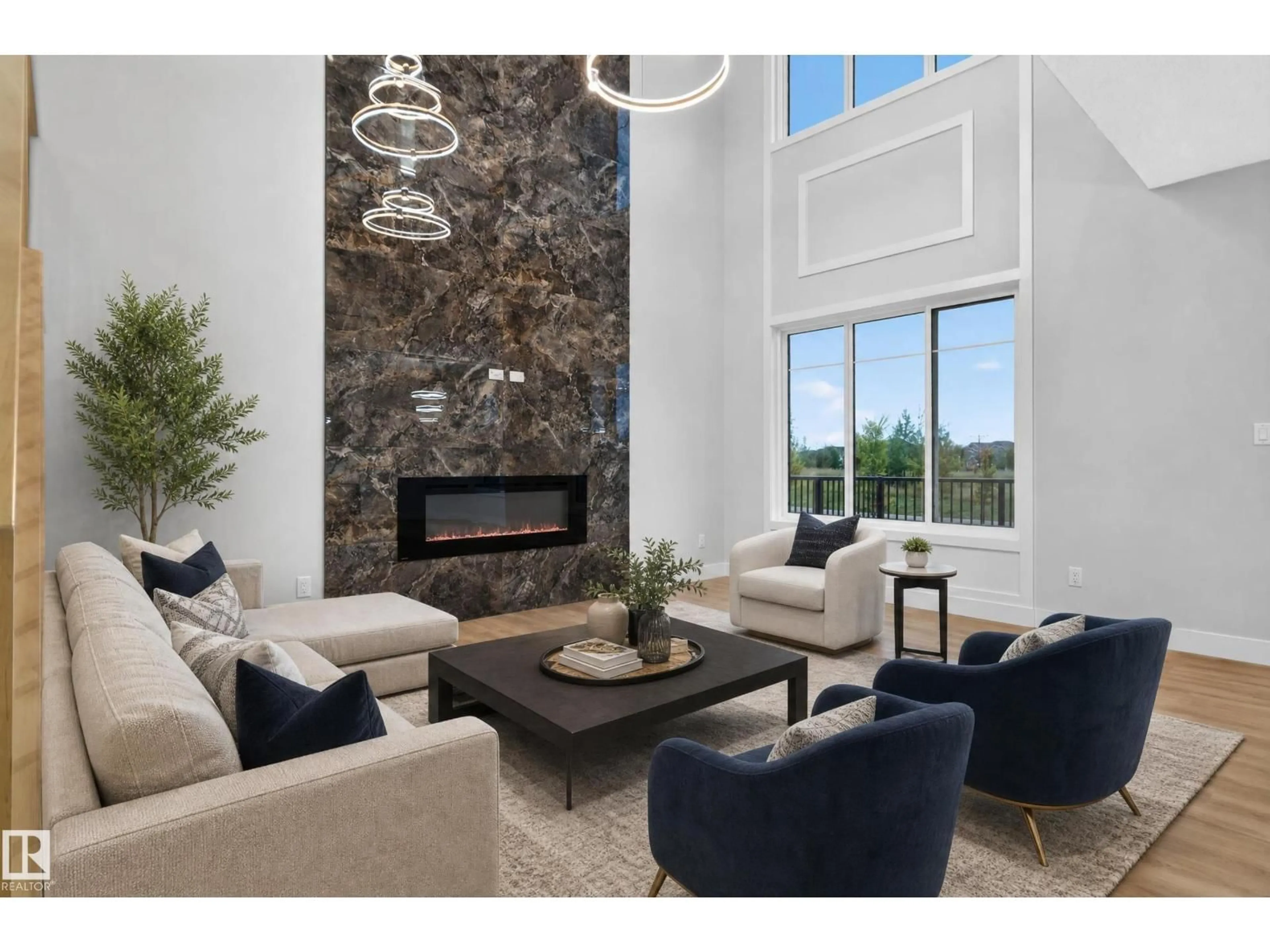 Living room with furniture, ceramic/tile floor for 4268 CHARLES CL, Edmonton Alberta T6W3H2