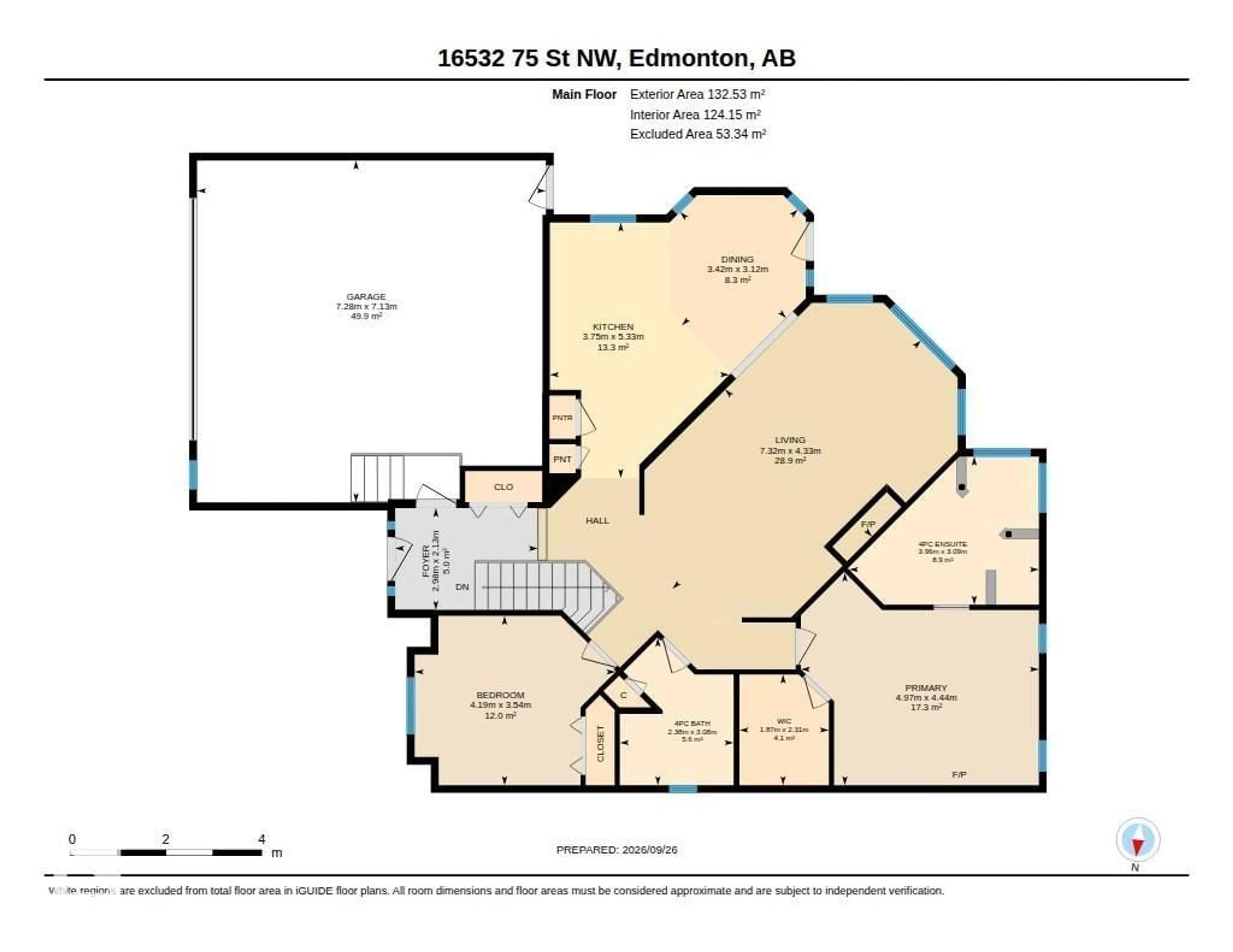 Floor plan for 16532 75 ST, Edmonton Alberta T5Z3R1
