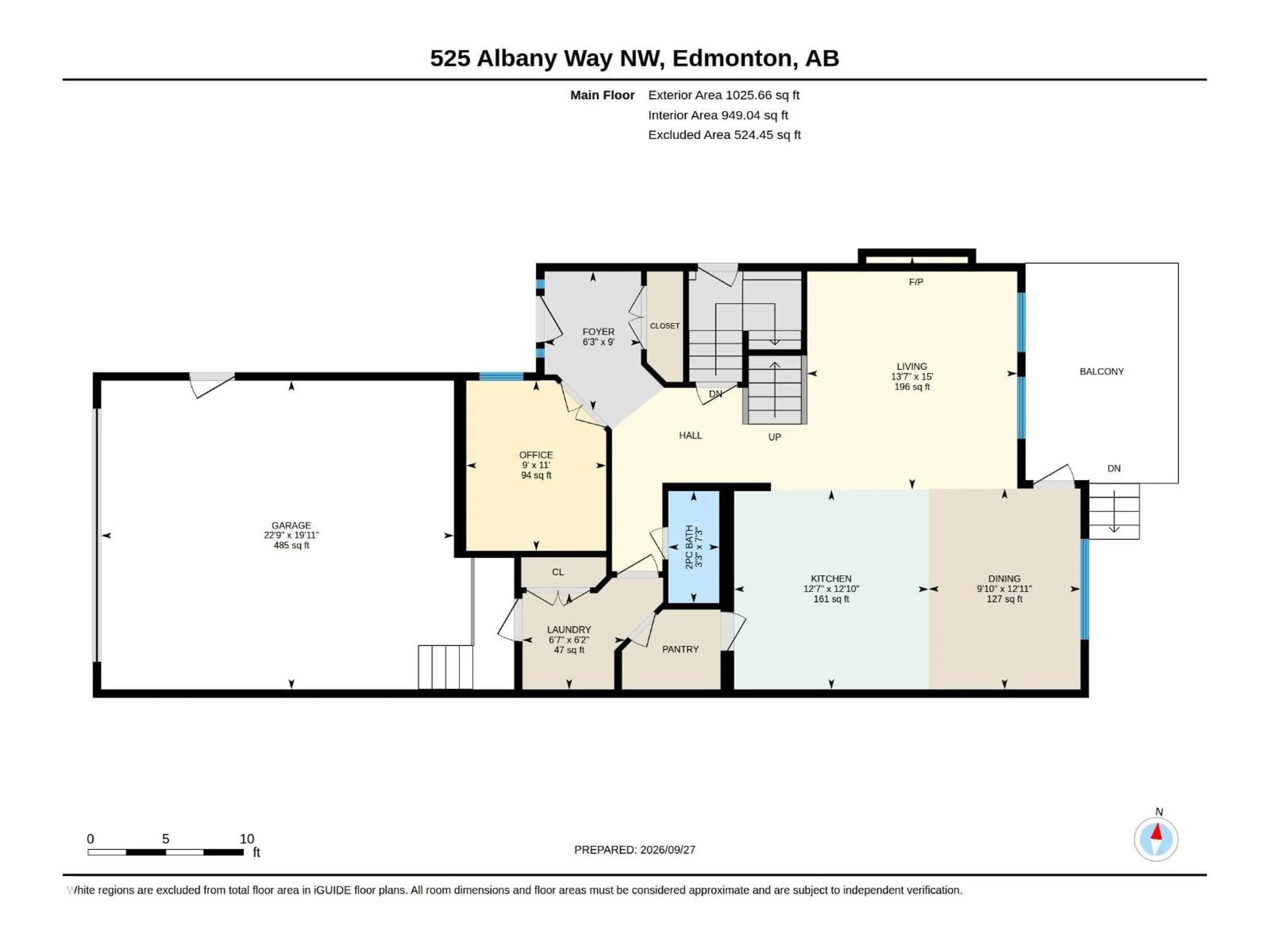 Floor plan for 525 ALBANY WY, Edmonton Alberta T6V0H9