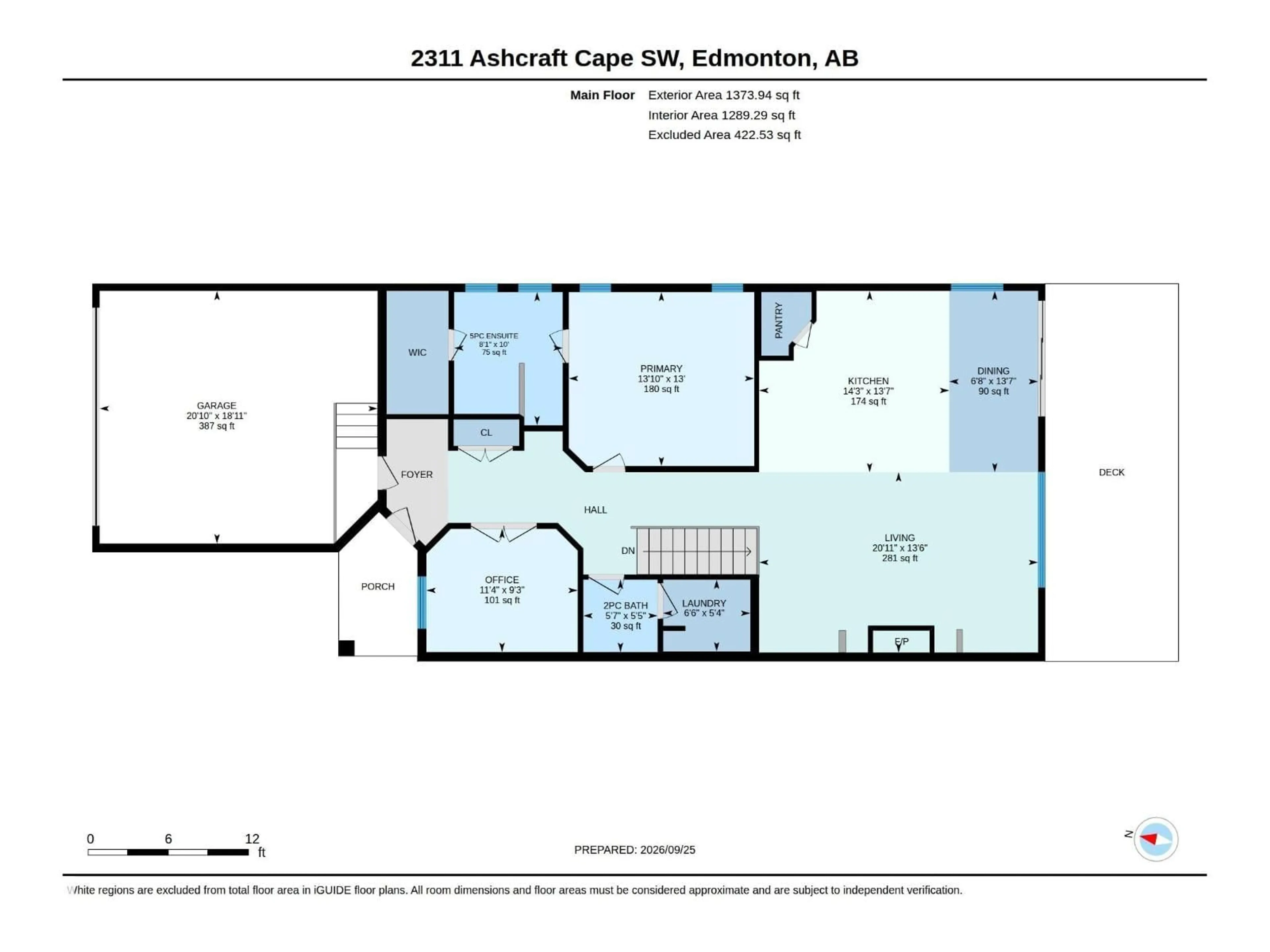 Floor plan for 2311 ASHCRAFT SW, Edmonton Alberta T6W2J1