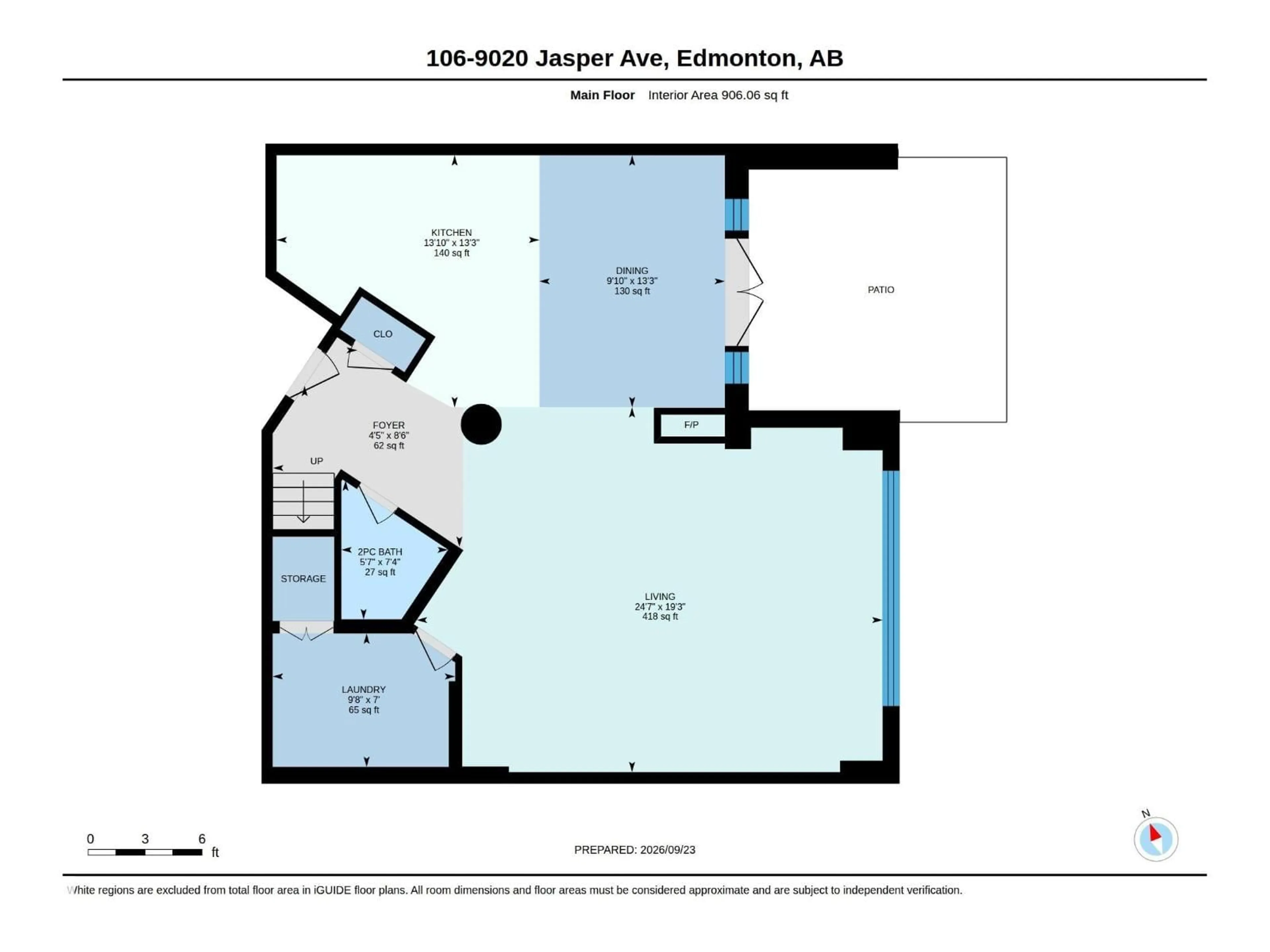 Floor plan for #106 - 9020 JASPER AV, Edmonton Alberta T5H3S8