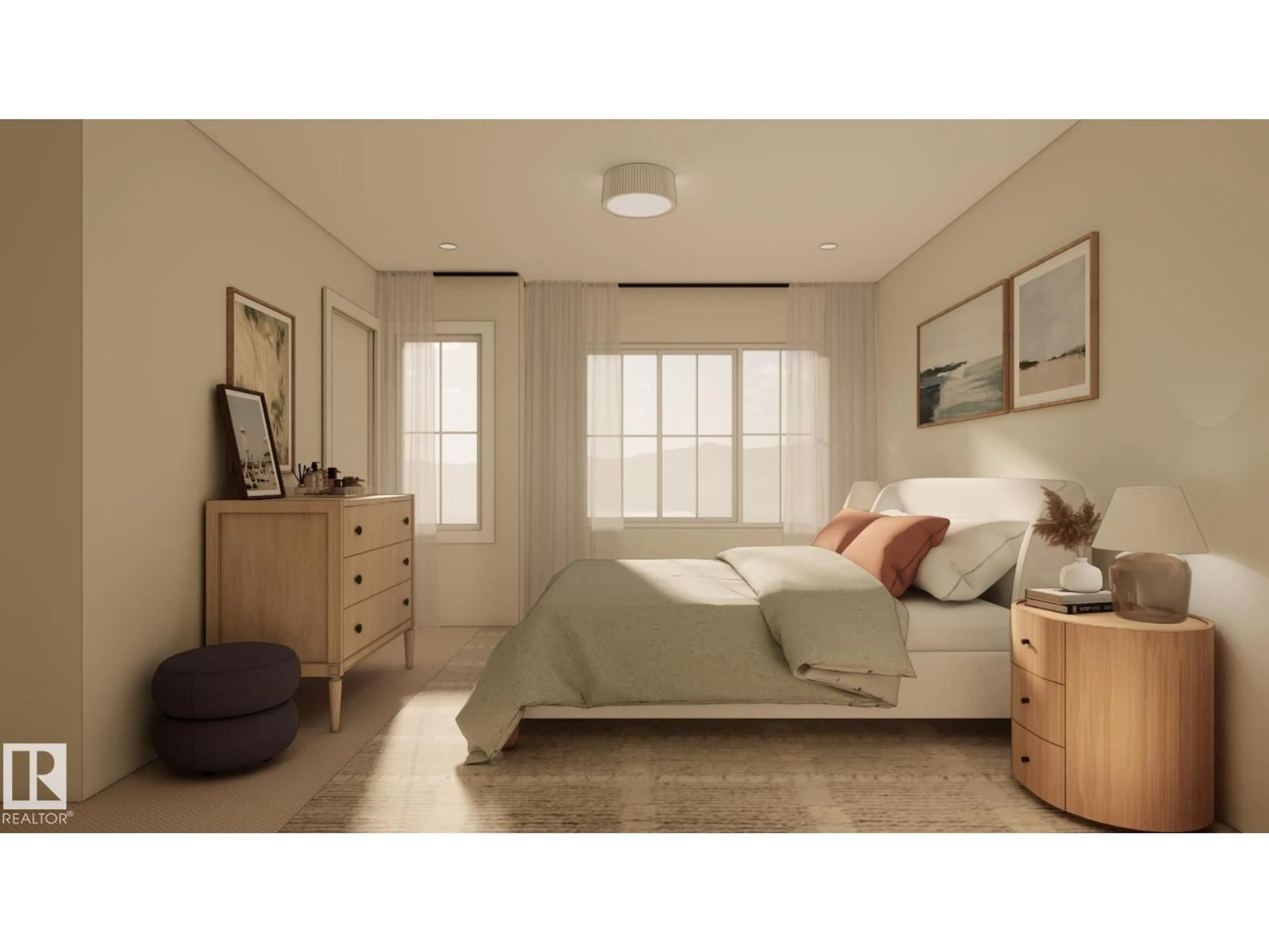 Bedroom with bed, wood/laminate floor for 2616 62 ST, Edmonton Alberta T6X3G3