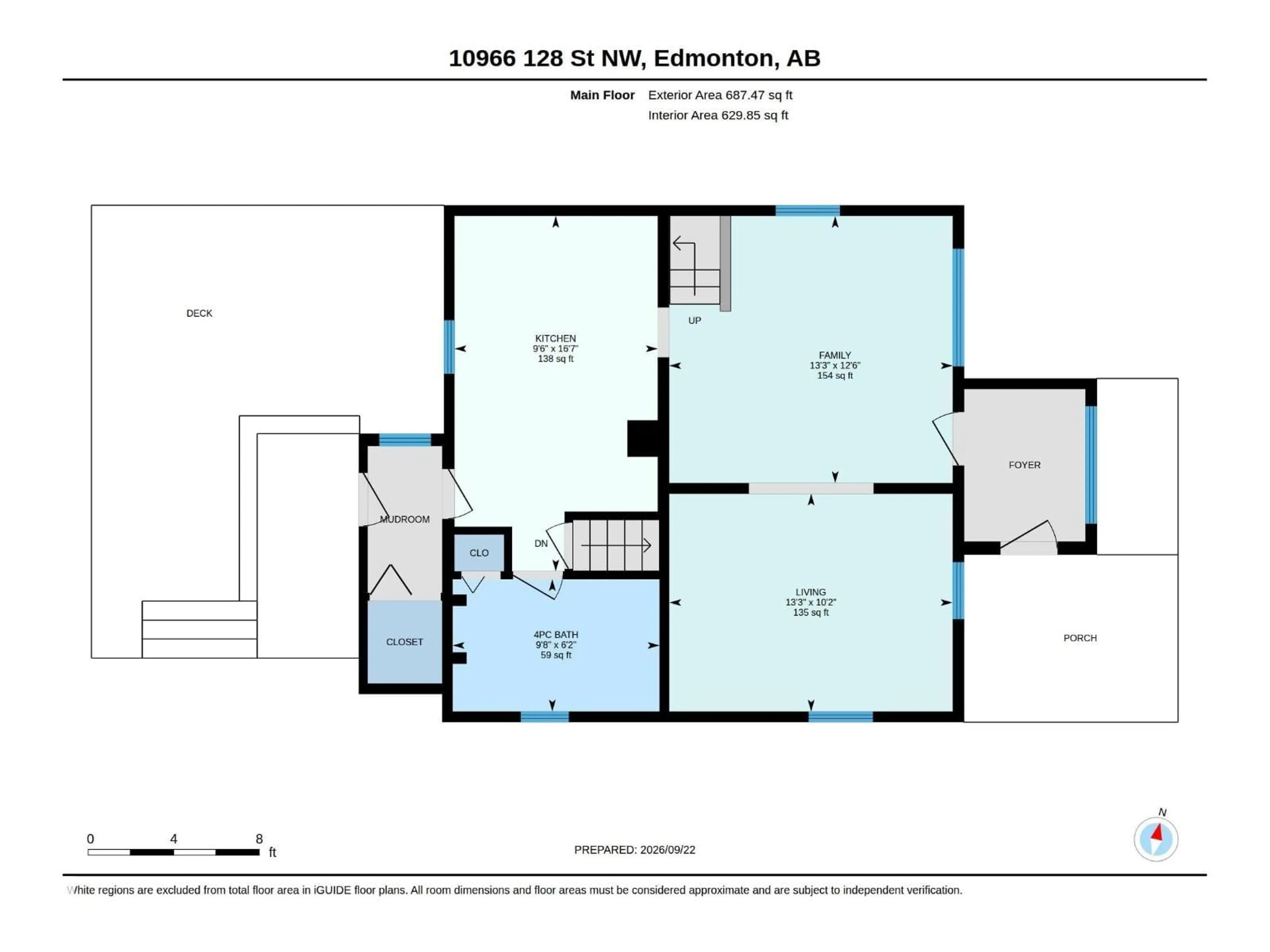Floor plan for 10966 128 ST, Edmonton Alberta T5M0W4
