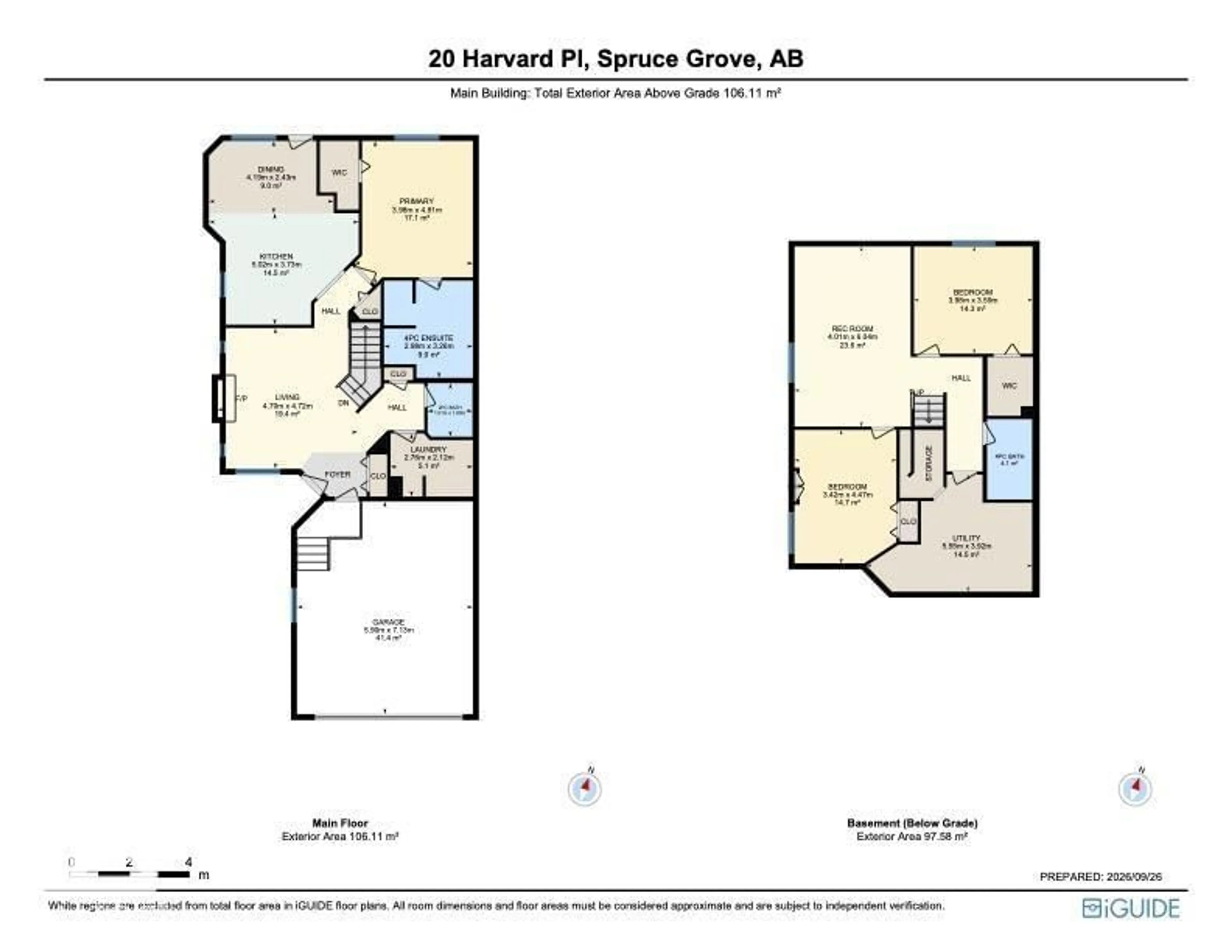 Floor plan for 20 HARVARD PLACE, Spruce Grove Alberta T7X4K8