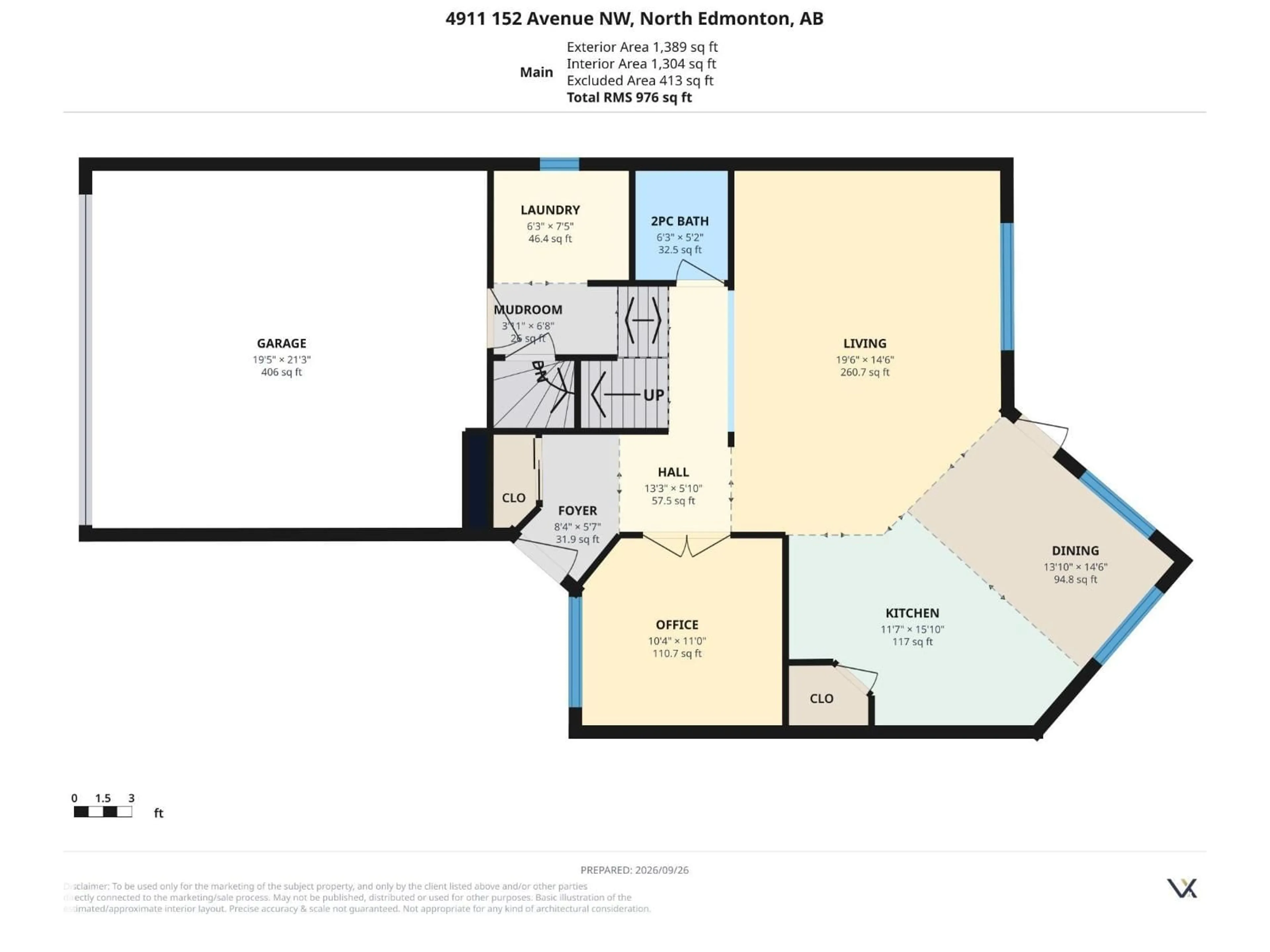 Floor plan for 4911 152 AV, Edmonton Alberta T5Y2C2