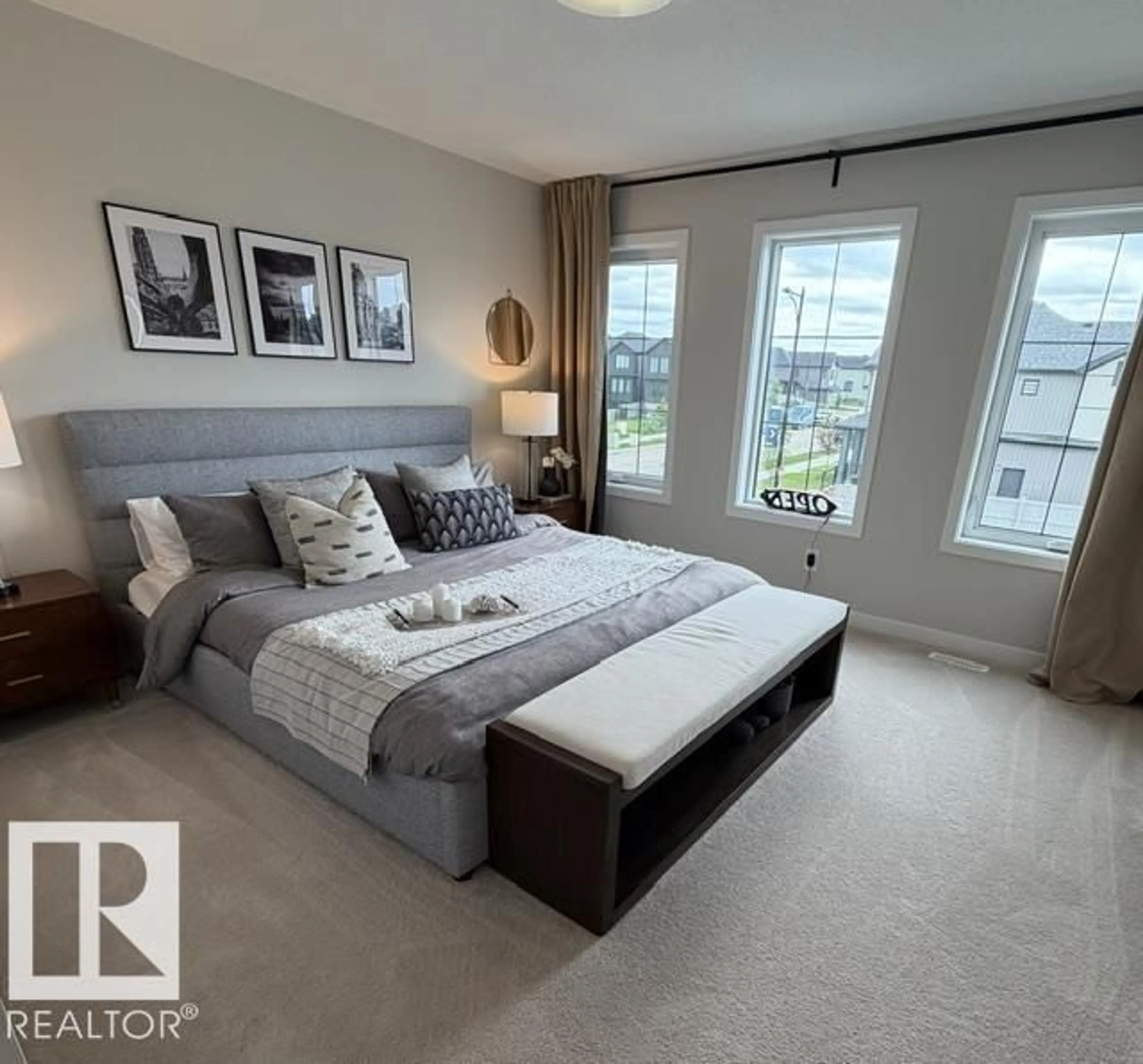 Bedroom with bed, carpet floor for 16 CLICHY CL, St. Albert Alberta T8T2E3