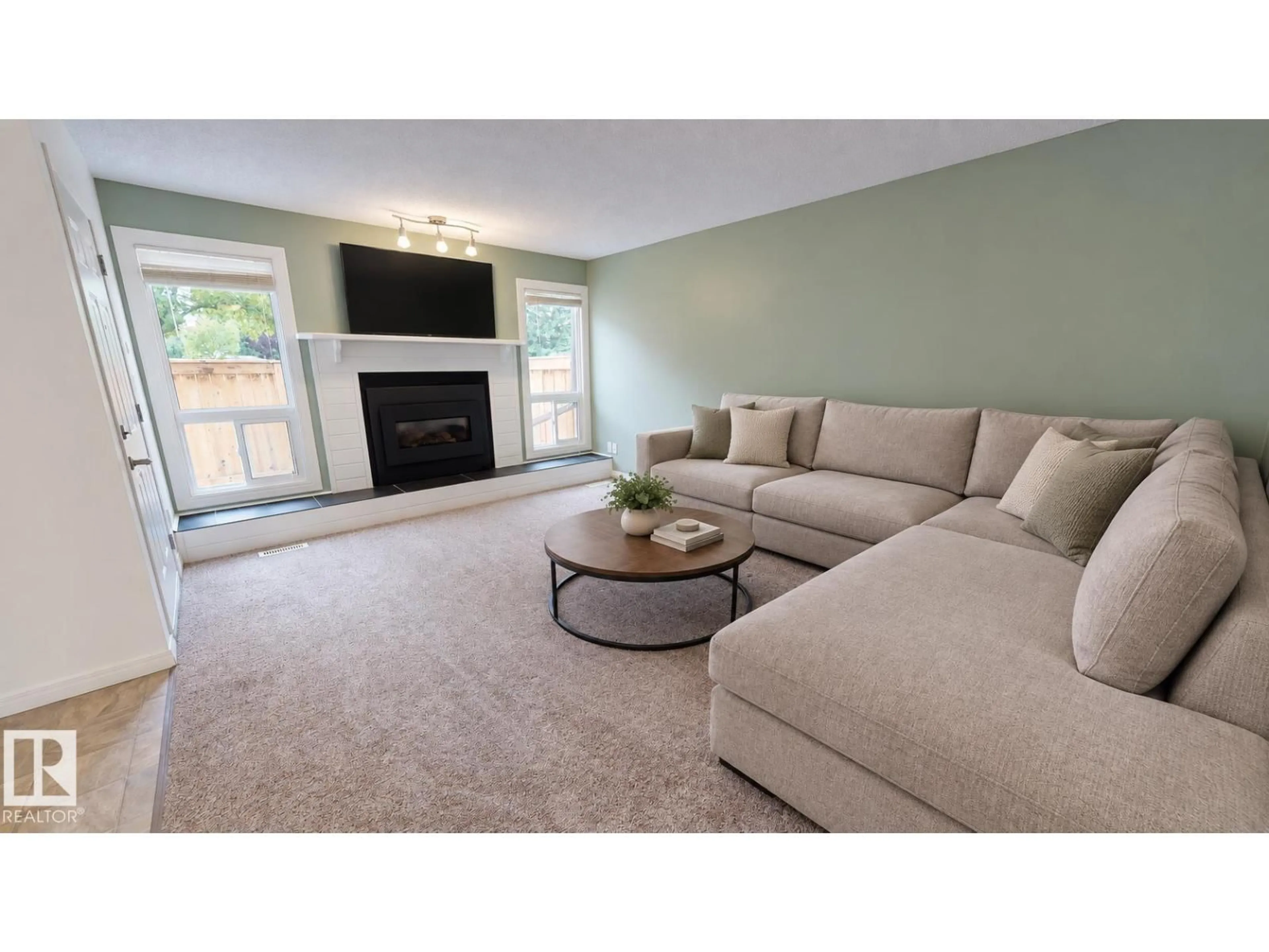 Living room with furniture, carpet floor for 3637 30 AV, Edmonton Alberta T6L5H5