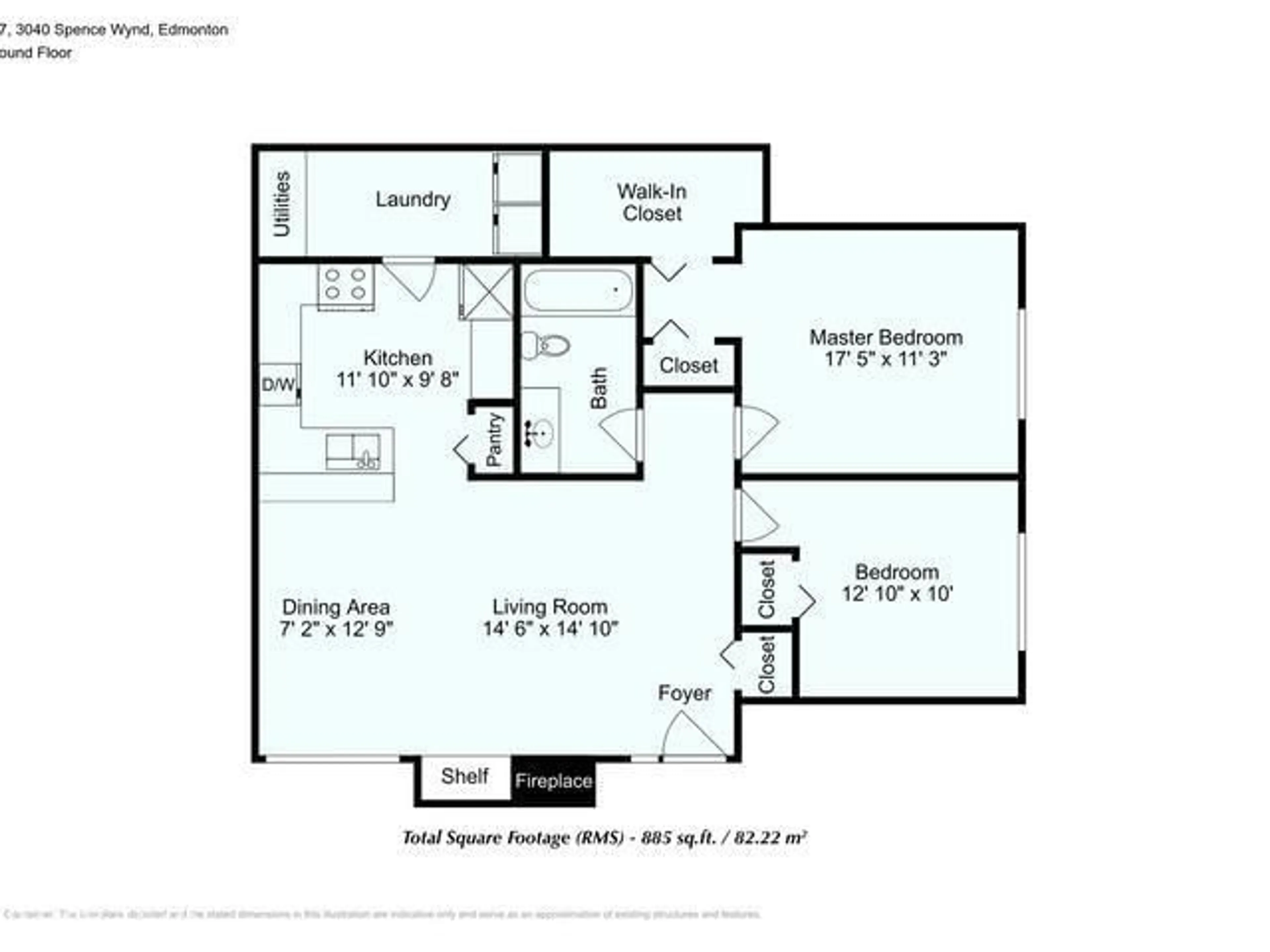Floor plan for #107 - 3040 SPENCE WD, Edmonton Alberta T6X1N7